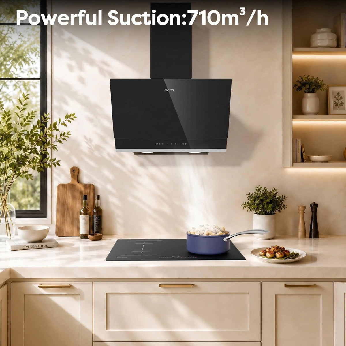 CIARRA 60cm White Angled Cooker Hood, Gesture Control, A+++, CBCW6736A
