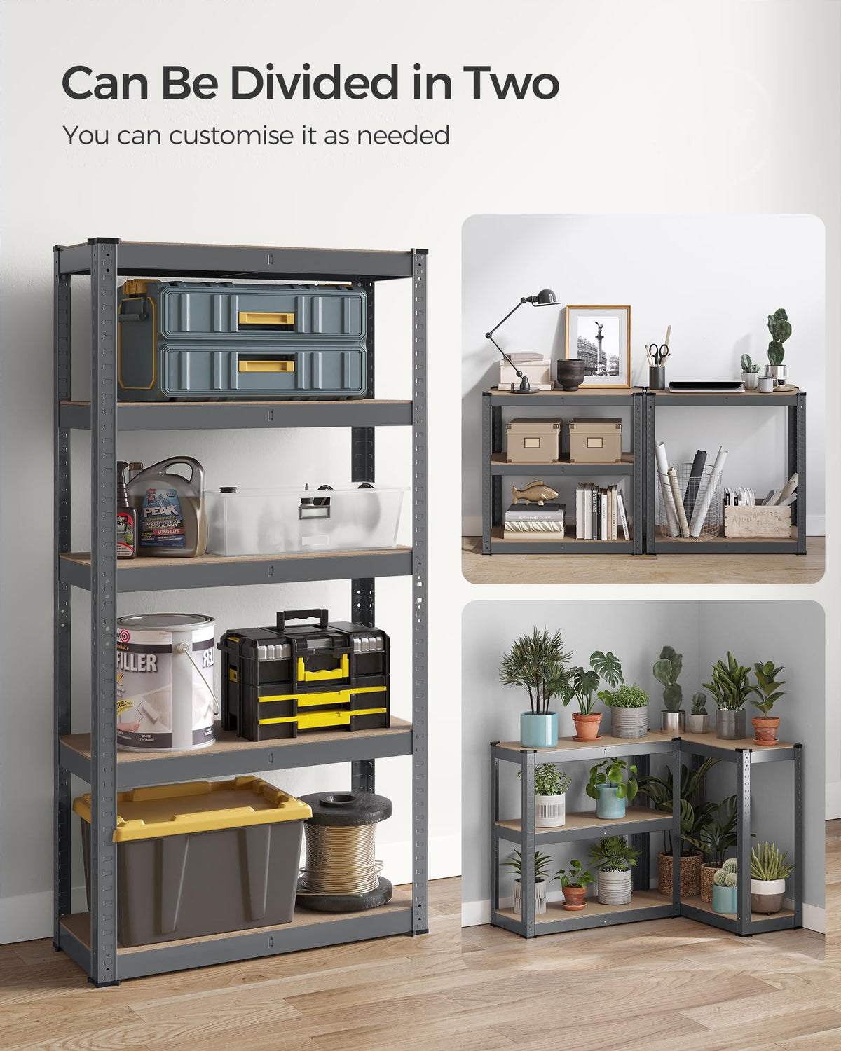 SONGMICS 5-Tier Heavy-Duty Shelving Units, Set of 2, Boltless Assembly