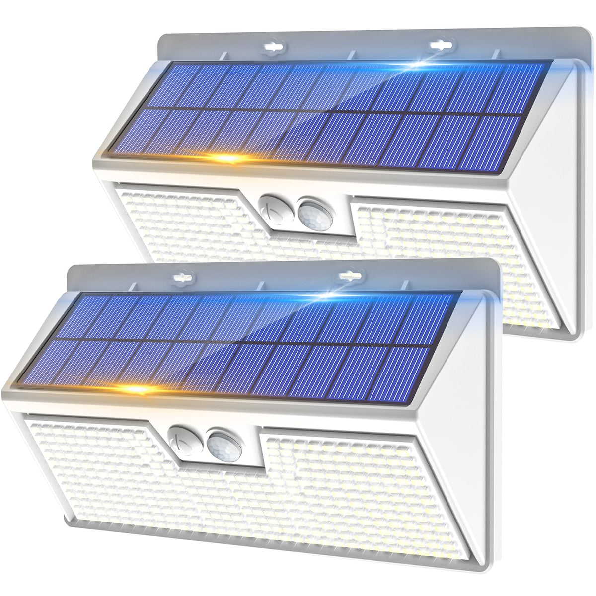 vighep Solar Security Lights Outdoor Motion Sensor, White 318LED Led Solar Powered Light with 3 Lighting Modes, IP65 Waterproof Wireless Pir Wall Light for Outside Garden Fence Yard-Warm White