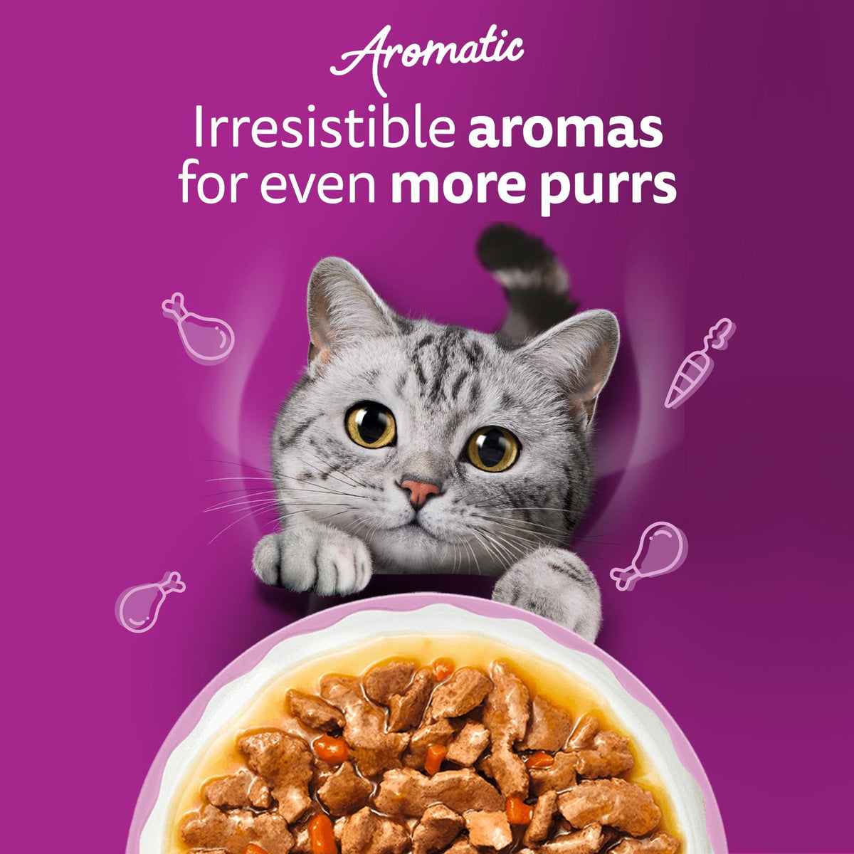 WHISKAS AROMATIC Adult Wet Cat Food in Gravy 40x85g Fragrant Fusions