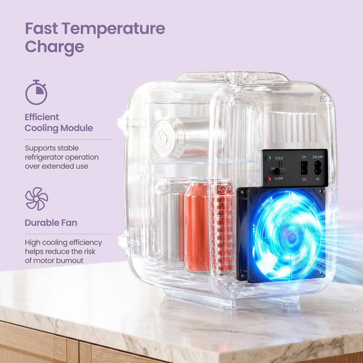 SONGMICS Mini Fridge 4L/6 Can, Portable Small Fridge Mini Cooler & Warmer