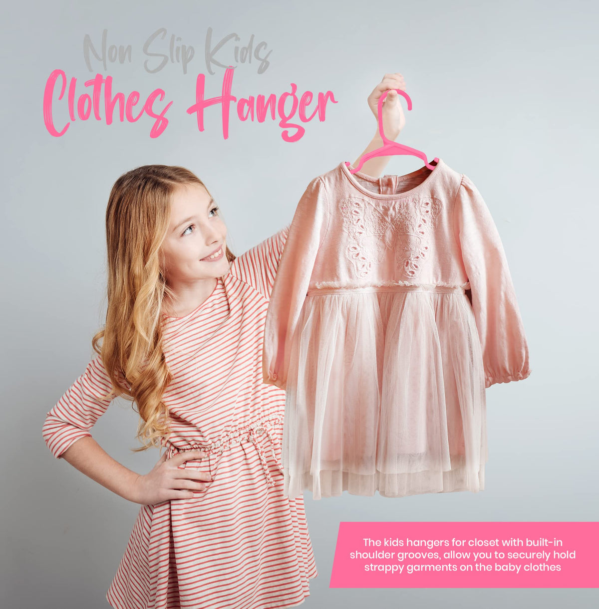 Utopia Home 20pcs Kids Hangers - 28cm Plastic Baby Hangers for Closet - Kids Hanger for Clothes and Baby Hanger for Closet - for Daily Standard Use (Grey)