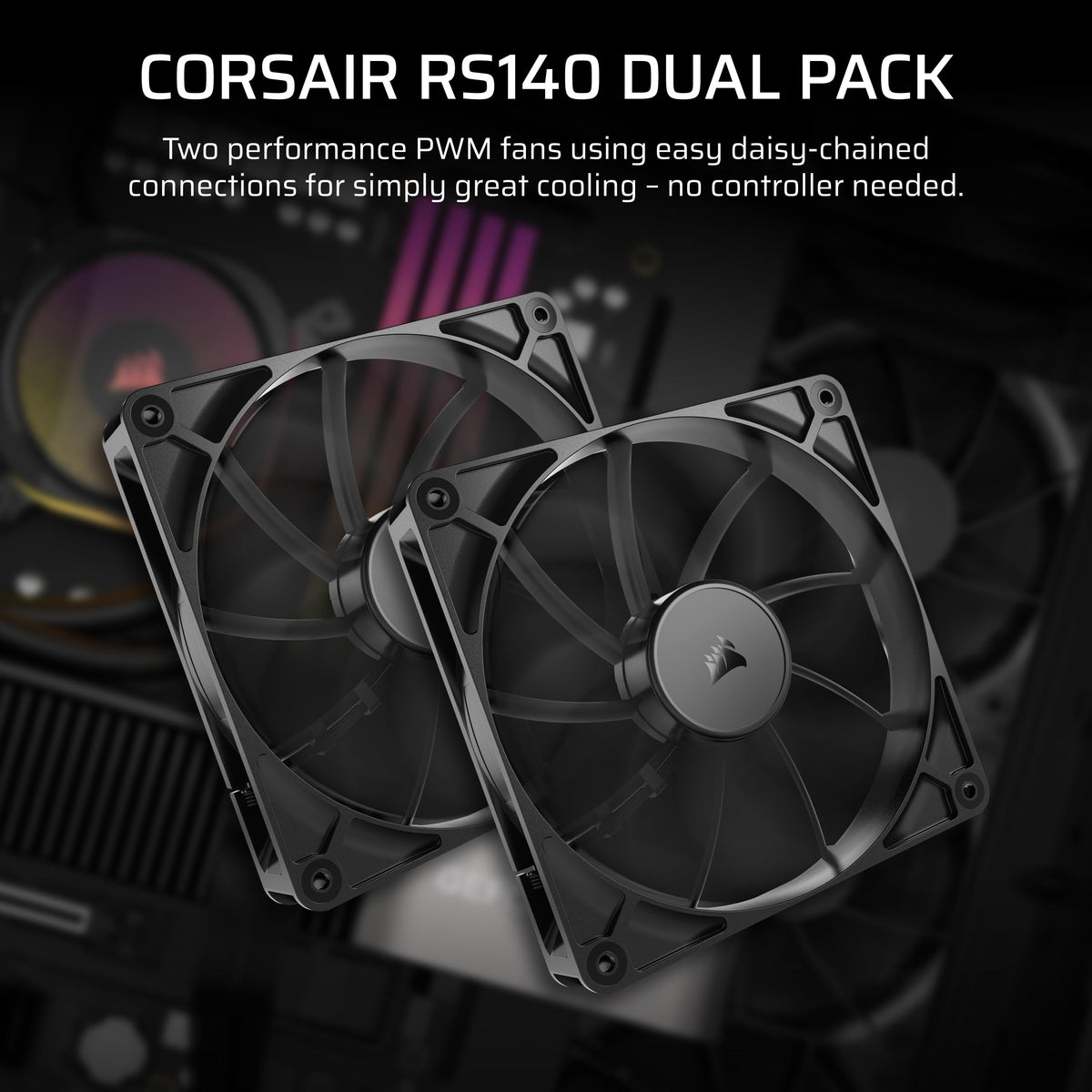 CORSAIR RS120 ARGB 120mm PWM Fans – Daisy-Chain Connection – Low-Noise – Magnetic Dome Bearing – Triple Pack – White