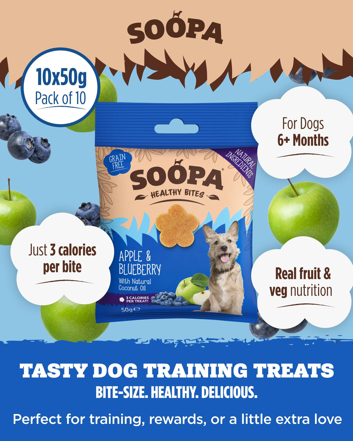 Soopa Strawberry Dog-Quiri Healthy Bites, Dog Training Treats, 50 g, 1-Pack
