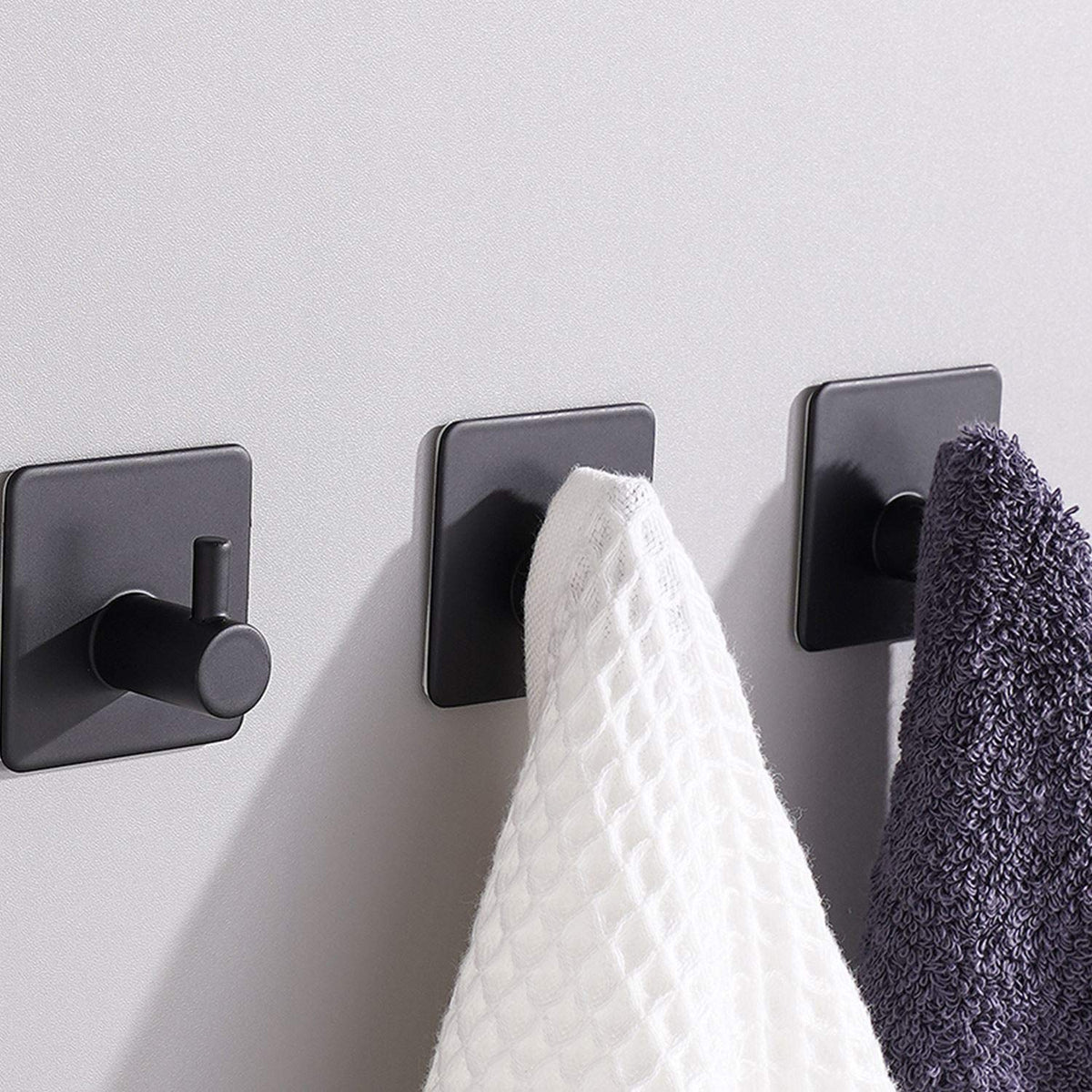 Aikzik 4 Pack of Self Adhesive Hooks, Max 8kg Load Sticky Hooks, Tea Towel Hooks, Versatile Self-Adhesive Wall Hooks for Use in Bathrooms, Kitchens, Doors, Cupboards, Bed Curtains, Towels, Key