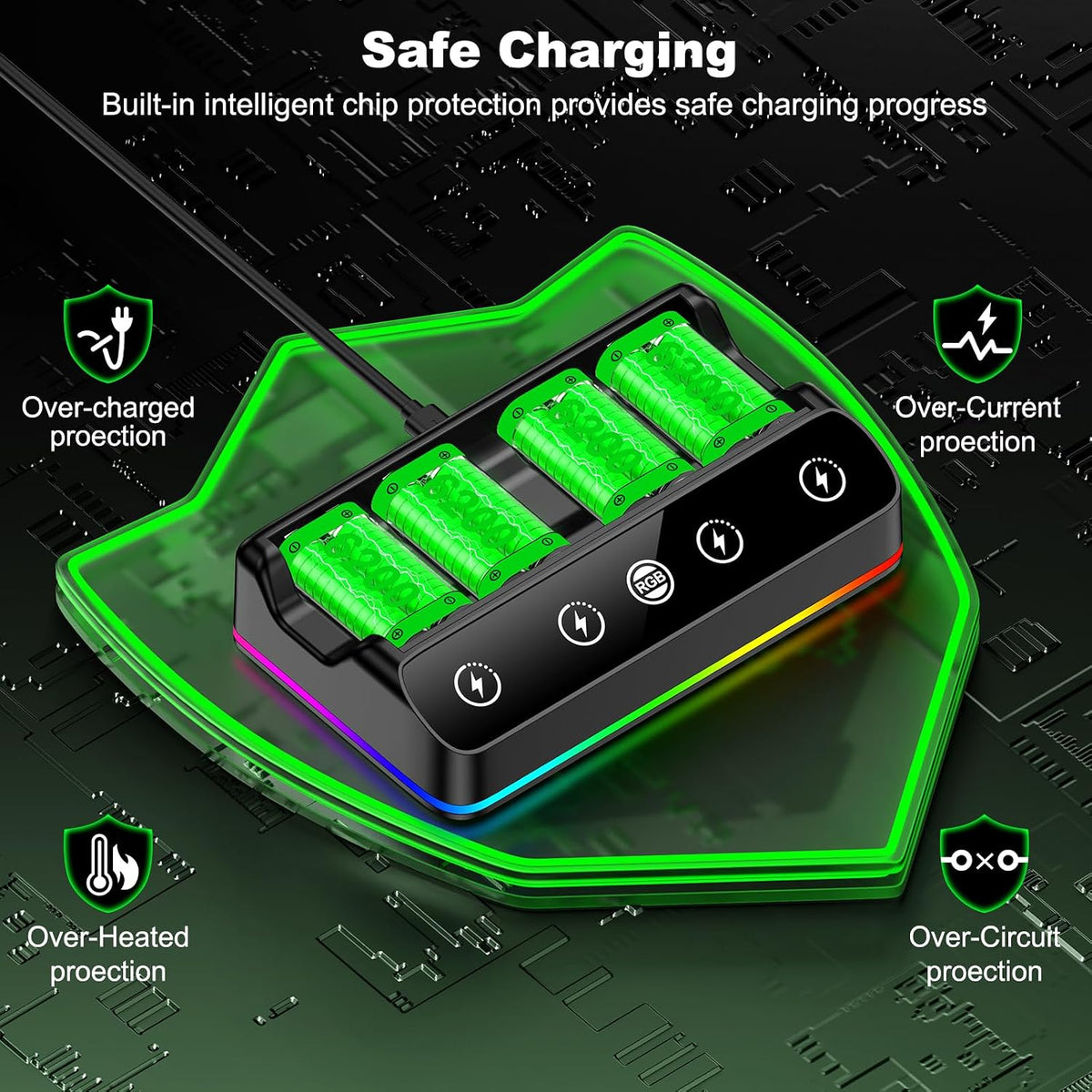 Rechargeable Battery Pack for Xbox One/Series Controller, 4x6200mWh Battery Pack with Charger/Cooling RGB/25H Playtime, Compatible with Xbox One/S/X/Elite 1, Series S/X Controller