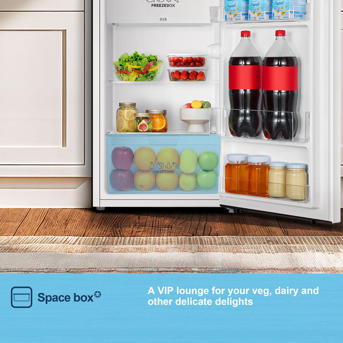 Fridgemaster 45L Table Top Mini Fridge MUR4545, 45cm Compact Refrigerator with Adjustable Thermostat, Reversible Door, 39dB Low Noise, White, Energy Class E