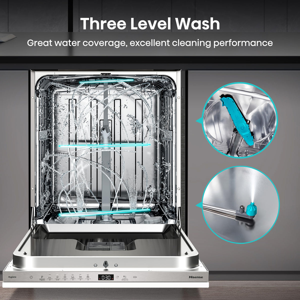 Hisense Fully Integrated Standard Dishwasher - Silver with Fixed Door Fixing Kit HV623D15UK - D Rated