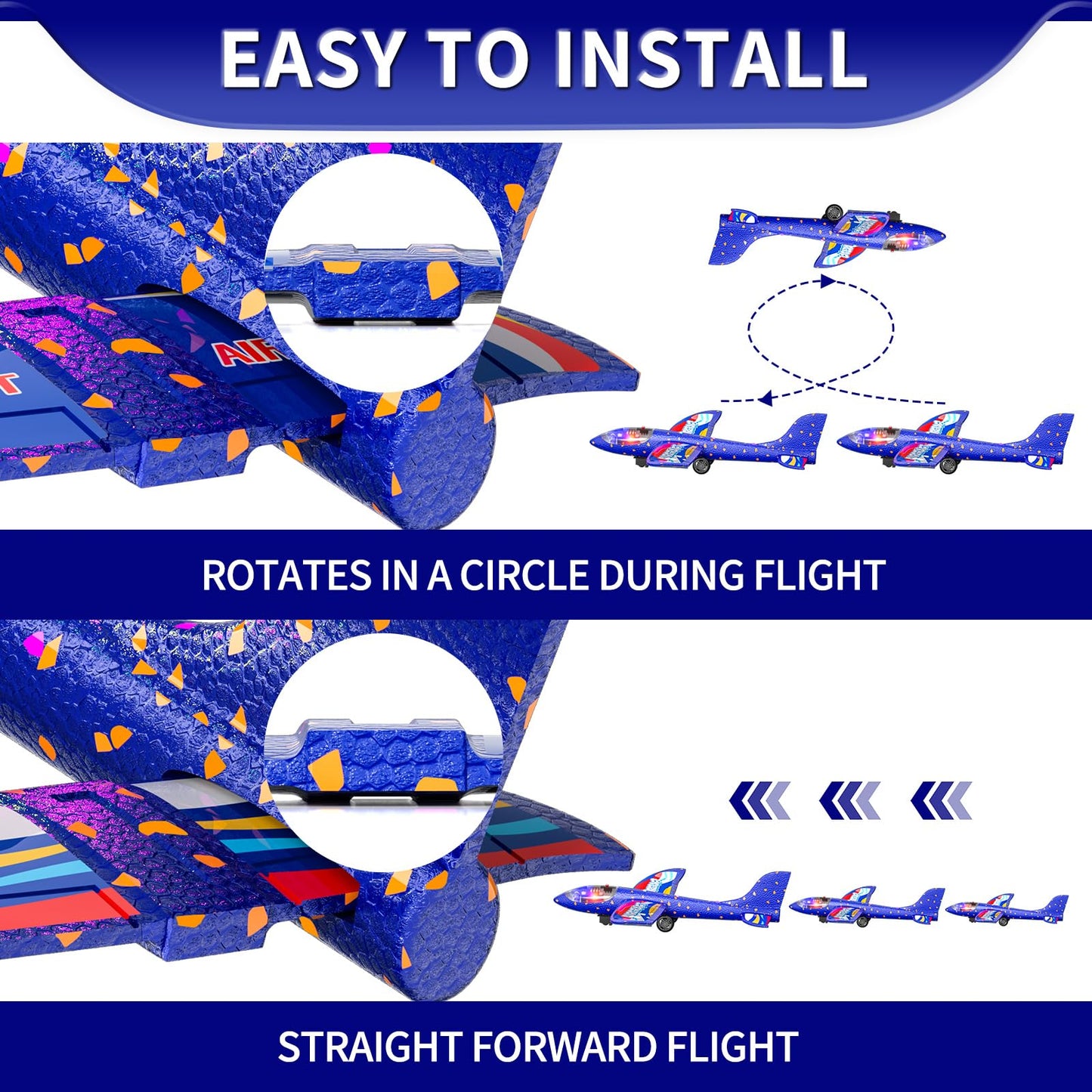 Doloowee Boys Toys for 3 4 5 6 7 8 Years Old, 1 Launcher with 3 Foam Glider Planes, Outdoor Garden Toys Birthday Present Gift for Kids 3 4 5 6 7 8 Year Old