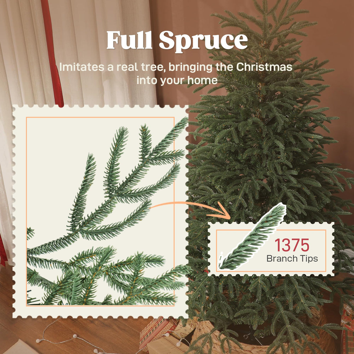 HOMCOM 6 ft Artificial Christmas Tree, 1814 Realistic Dense Branches, Green