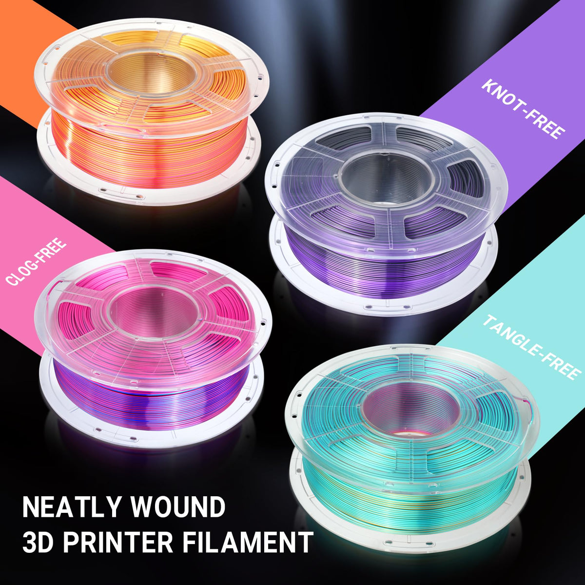 SUNLU Silk PLA+ Filament, Shiny Metallic Silk 3D Filament 1.75mm