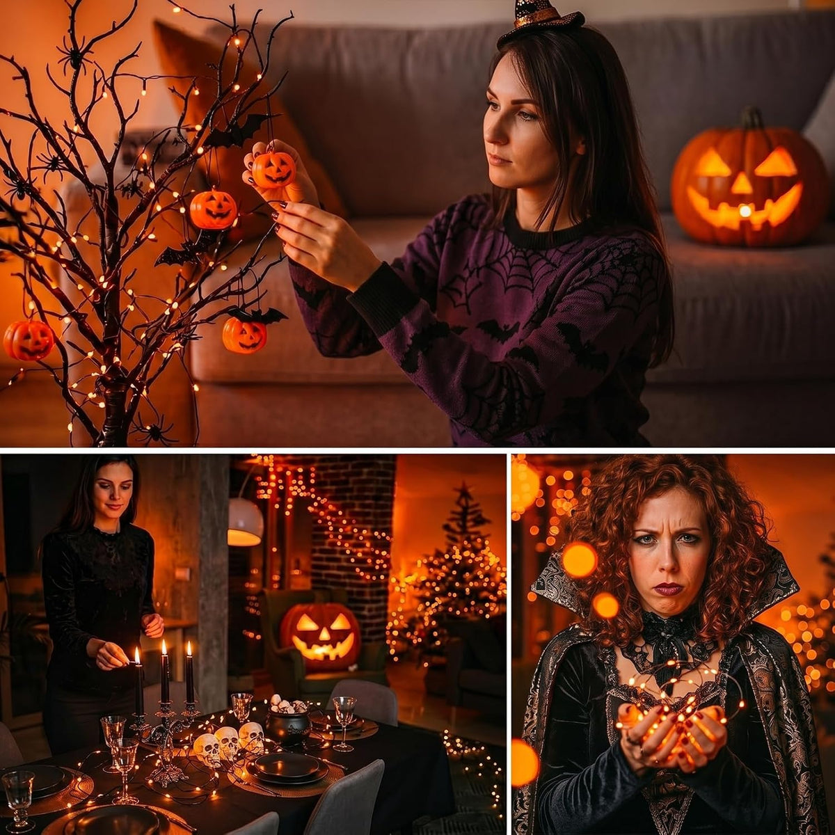 litogo Halloween Orange Fairy Lights Battery Operated with Timer, 3M 30 LED