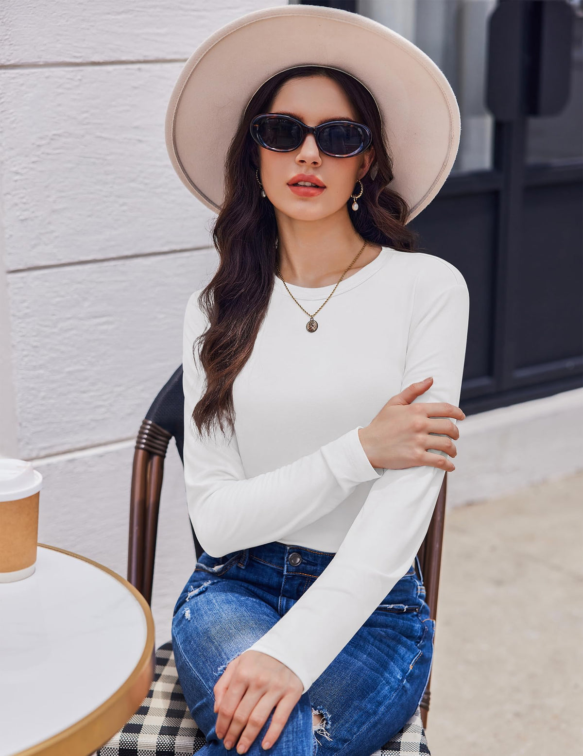 Ekouaer 1/3 Pack Womens Tops Long Sleeve T Shirts Soft Basic Tunic Top