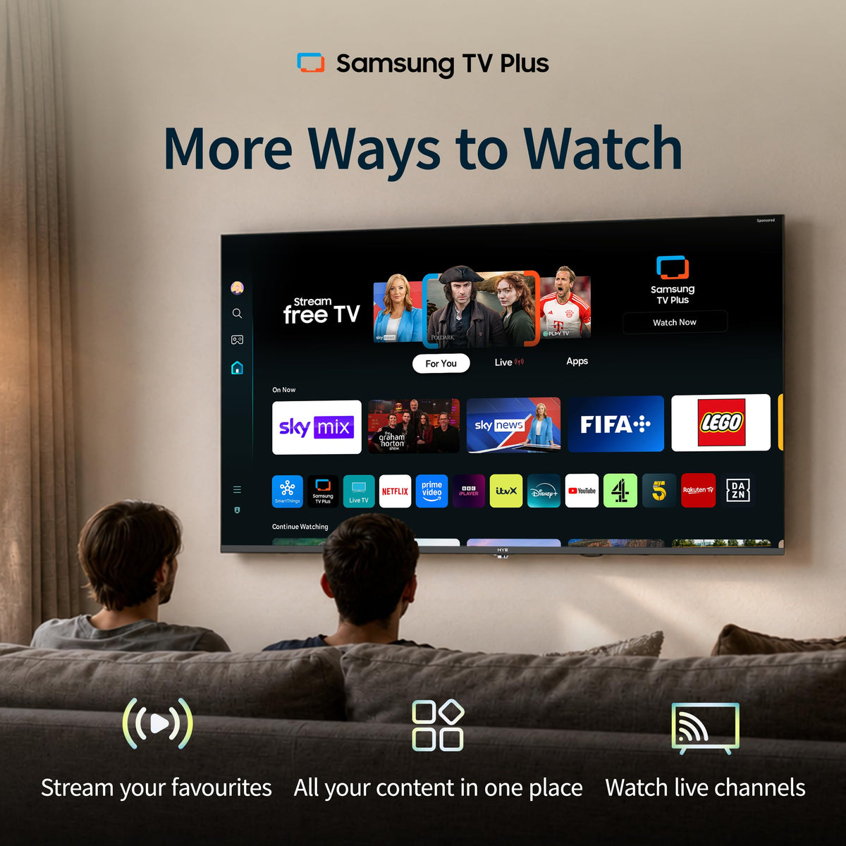 HYE 50" LED Smart TV - 4K Ultra HD, Samsung Tizen OS & Gaming Hub, Black
