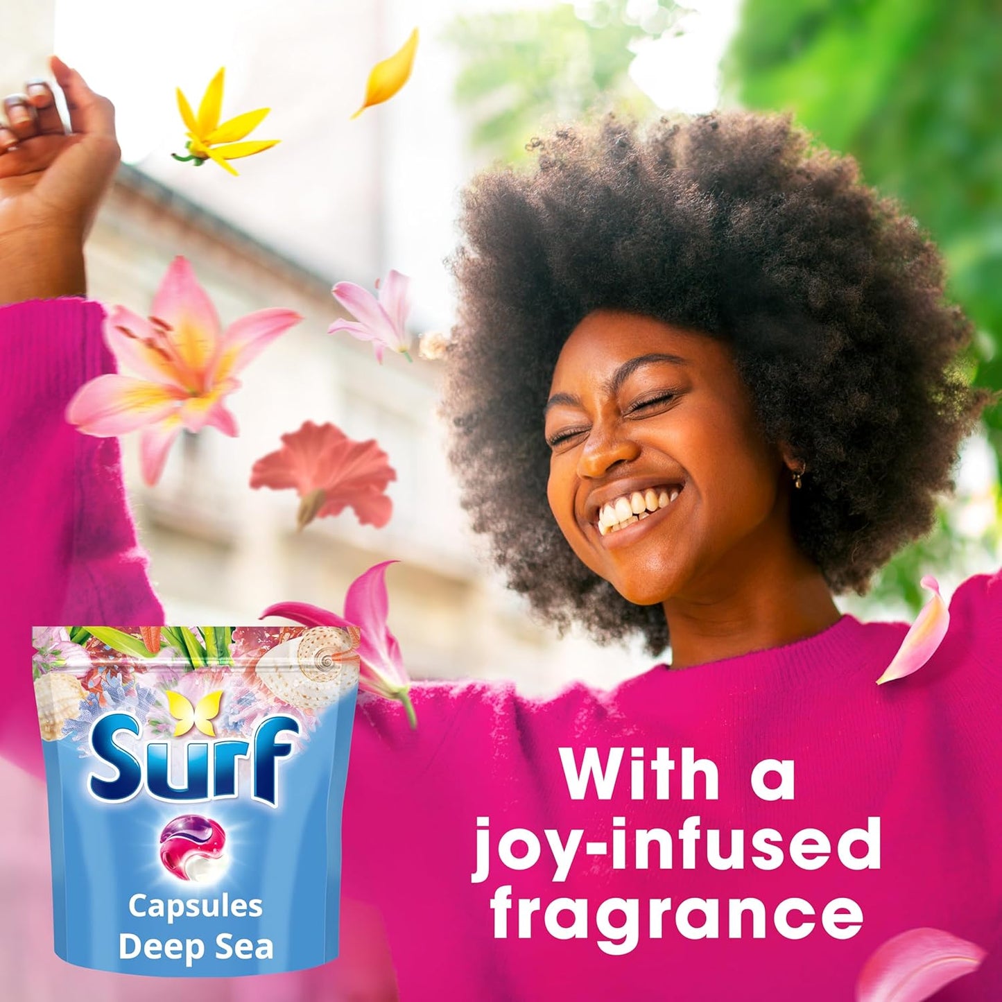 Surf 3 in 1 Deep Sea Laundry Washing Detergent Capsules joy-infused fragrance with natural essential oils lasting up to 12 hours in wear for brilliantly clean results 60 washes