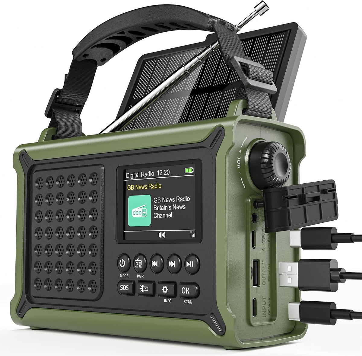 Roxicosly DAB+/DAB/FM Solar Wind Up Radio with 12000mAh Battery, Bluetooth