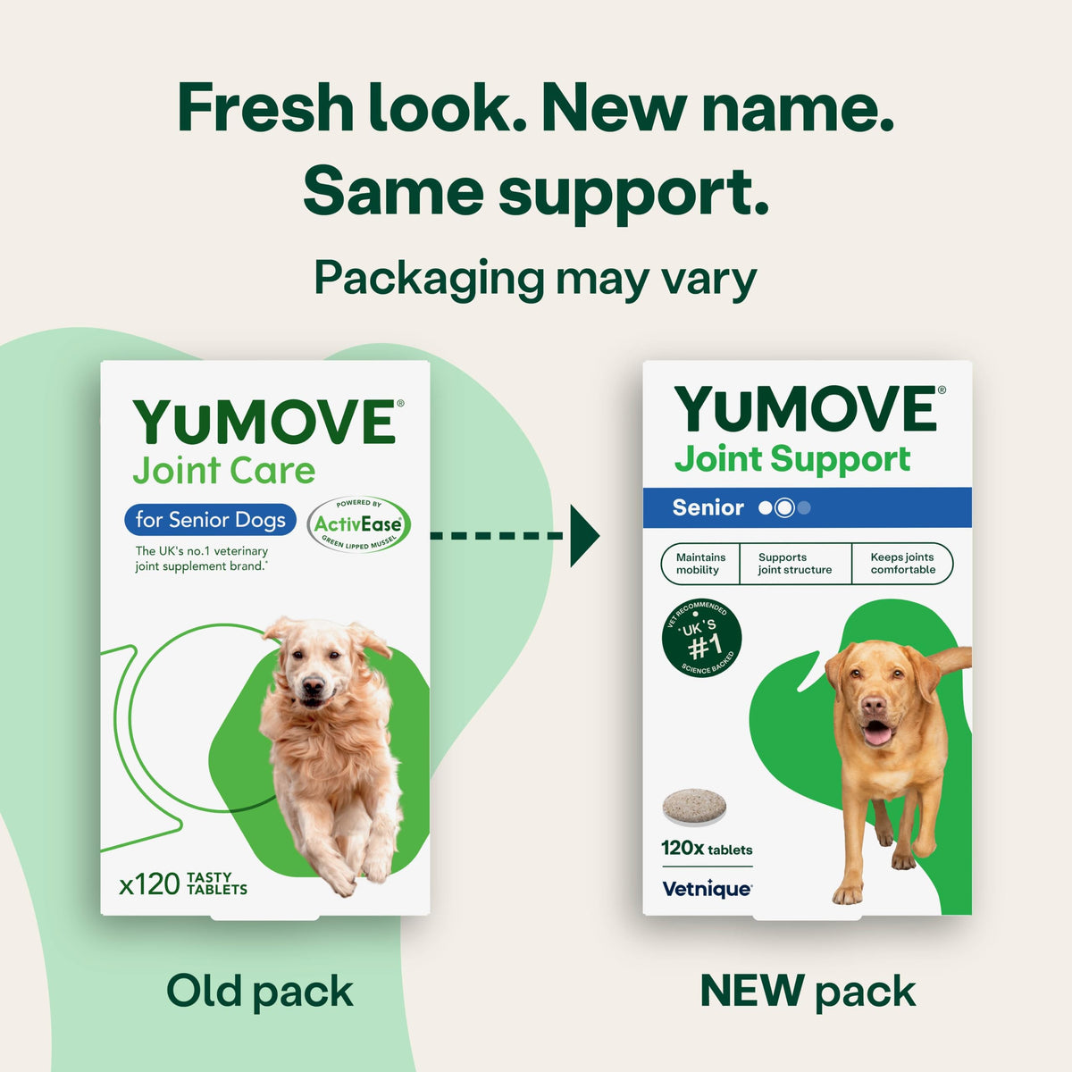 YuMOVE Senior Dog Joint Supplement, High Strength for Joint Care, Essential Dog Hip and Joint Support for Senior Dogs Aged 8+, 120 Tablets - Eco Friendly and Letter Box Ready Packaging