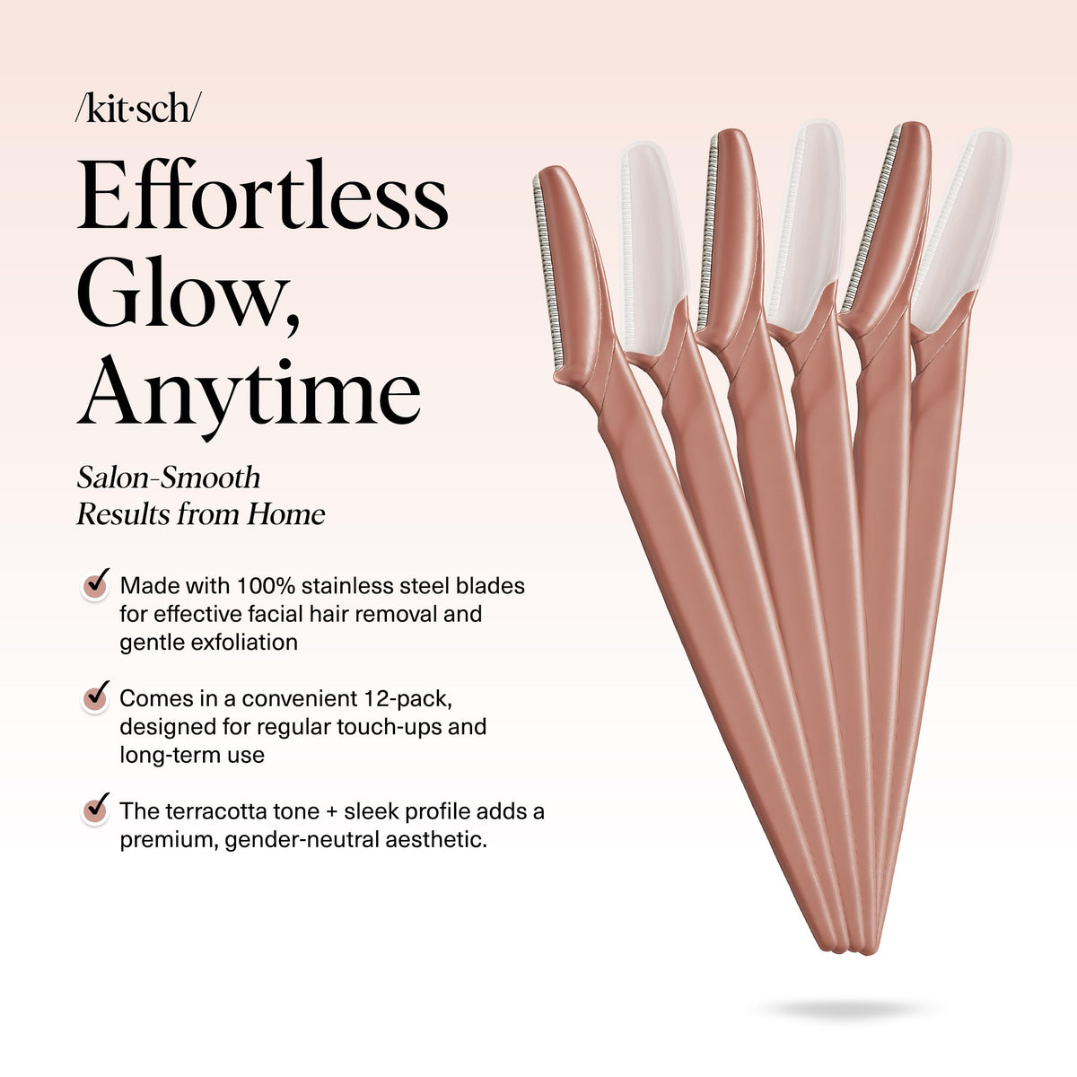 Kitsch Dermaplane Razor for Women Face 12pcs – Terracotta