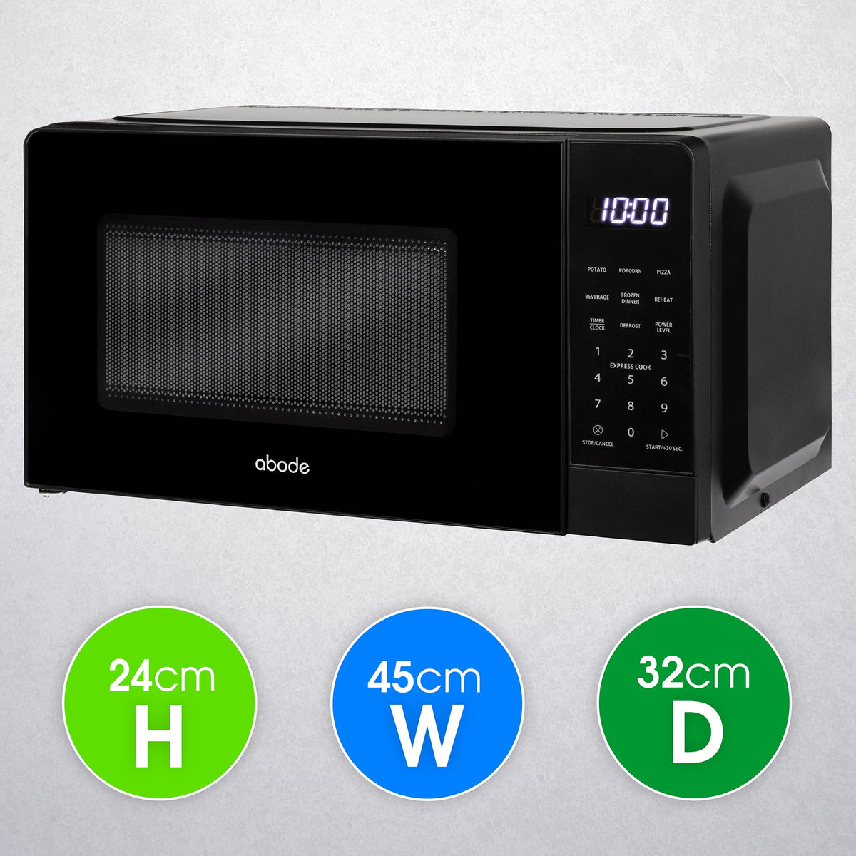 Abode Touch Control Microwave 20 Litre Black Digital 700W with Clock & Timer, 5 Auto Cook Settings & Defrost, 10 Power Levels AMT2012B (Touch Control, Silver)