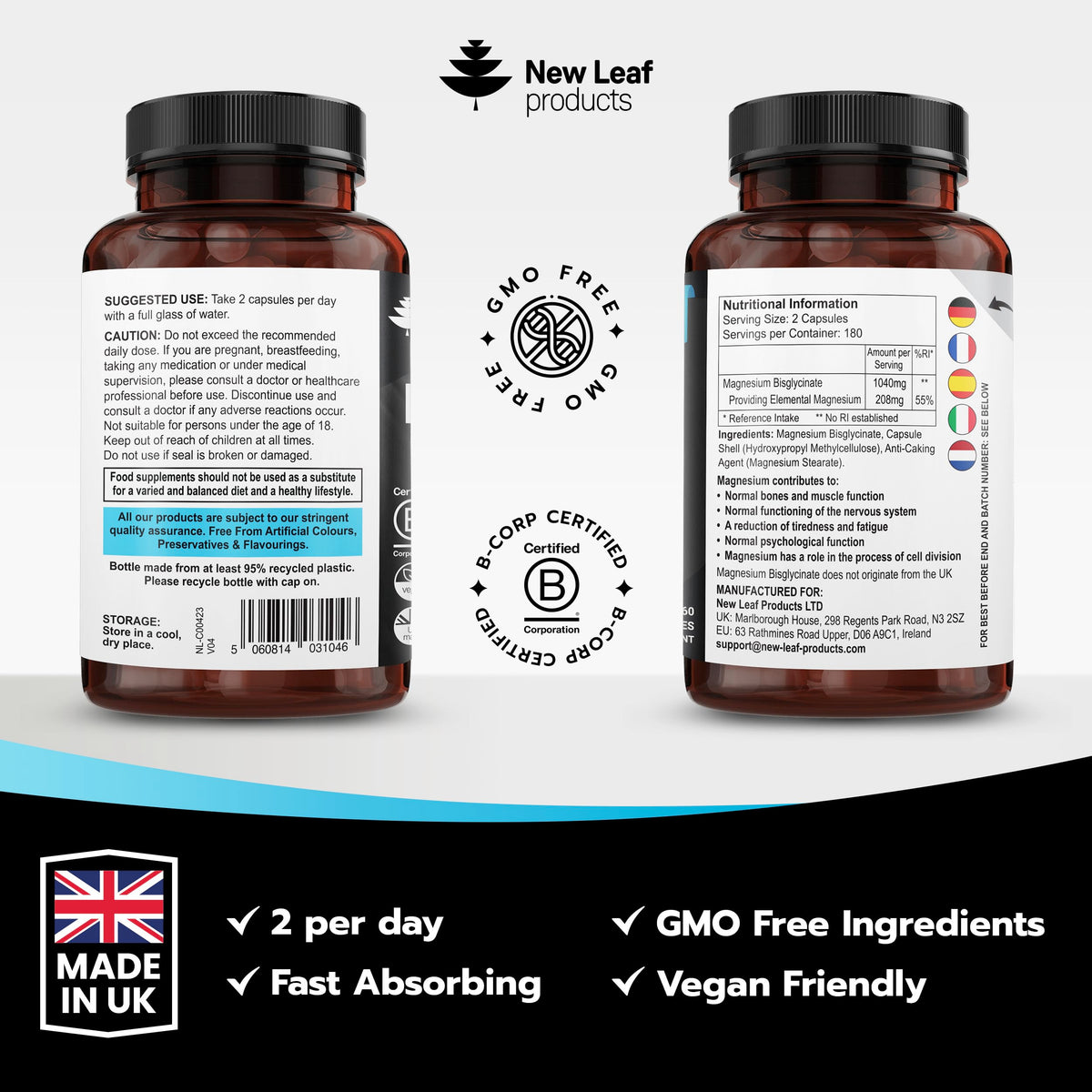 Magnesium Glycinate Capsule - 208mg Elemental of 1040mg, 120 Capsules