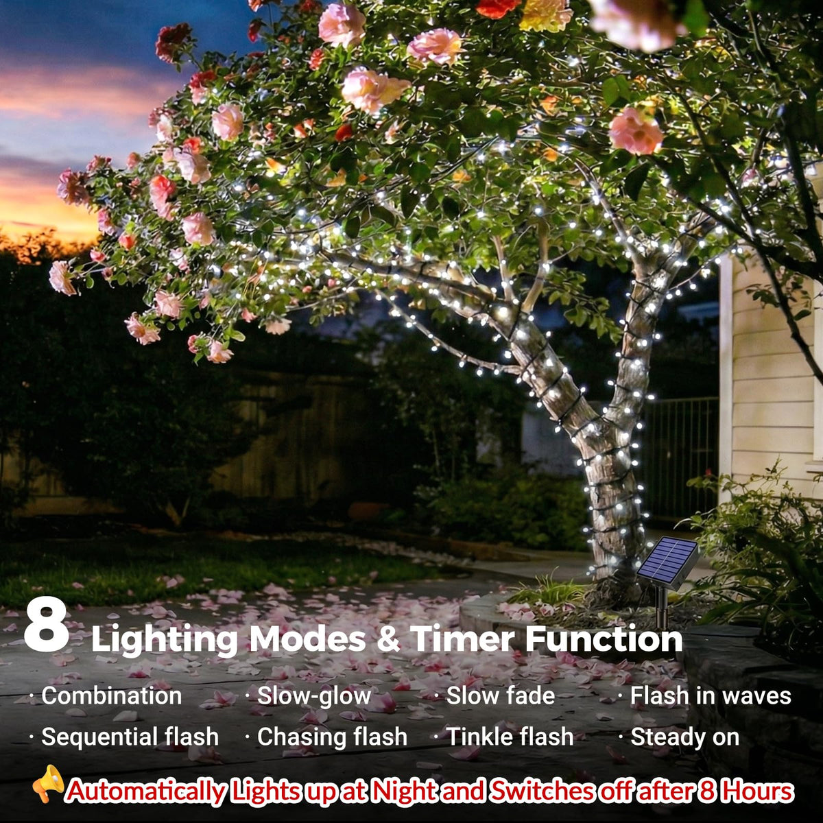 Solar Lights Outdoor Garden String, 6M/20FT 60 LED Solar Fairy Light