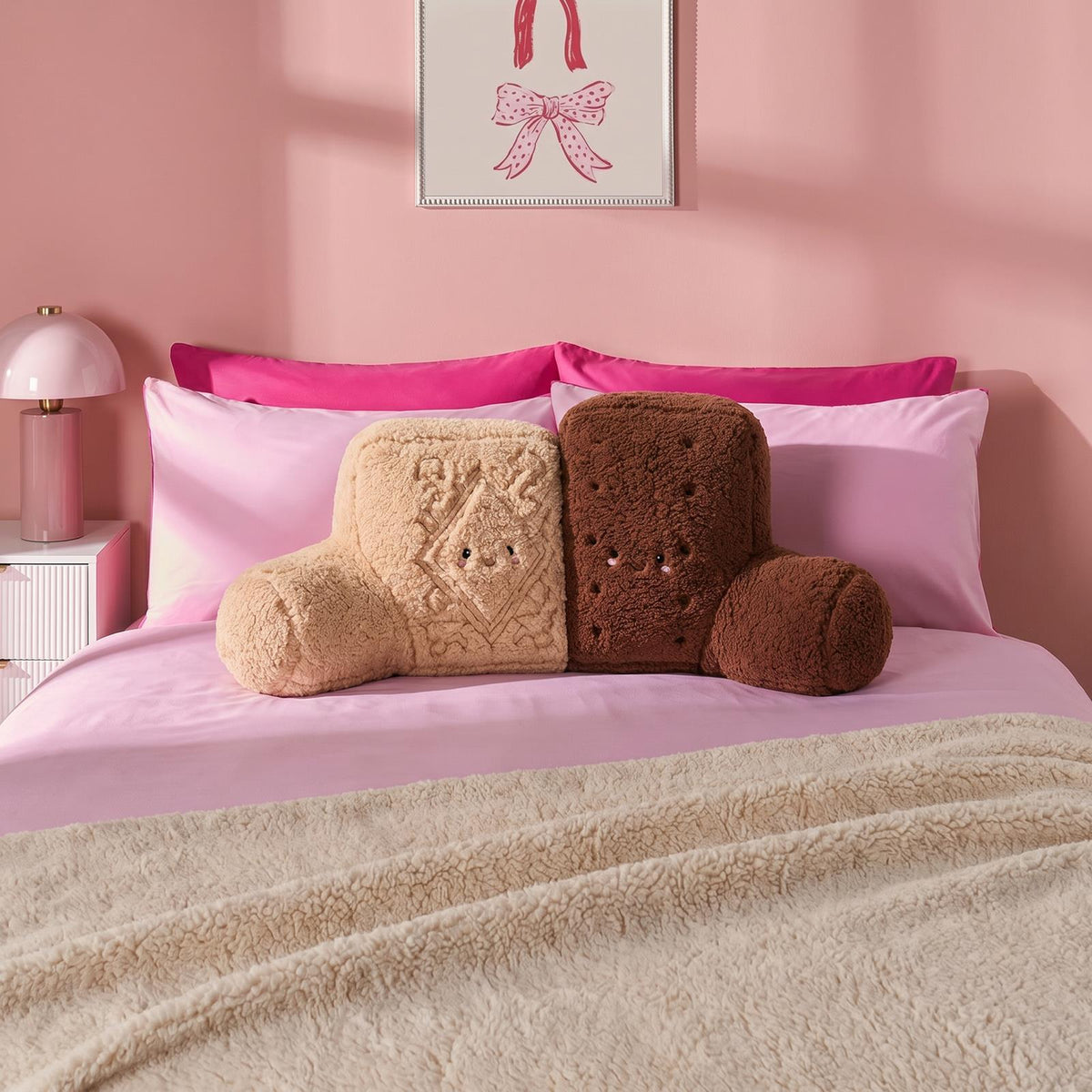 OHS Character Cuddle Cushion Soft Fleece Reading Pillow with Arms Bed Chair