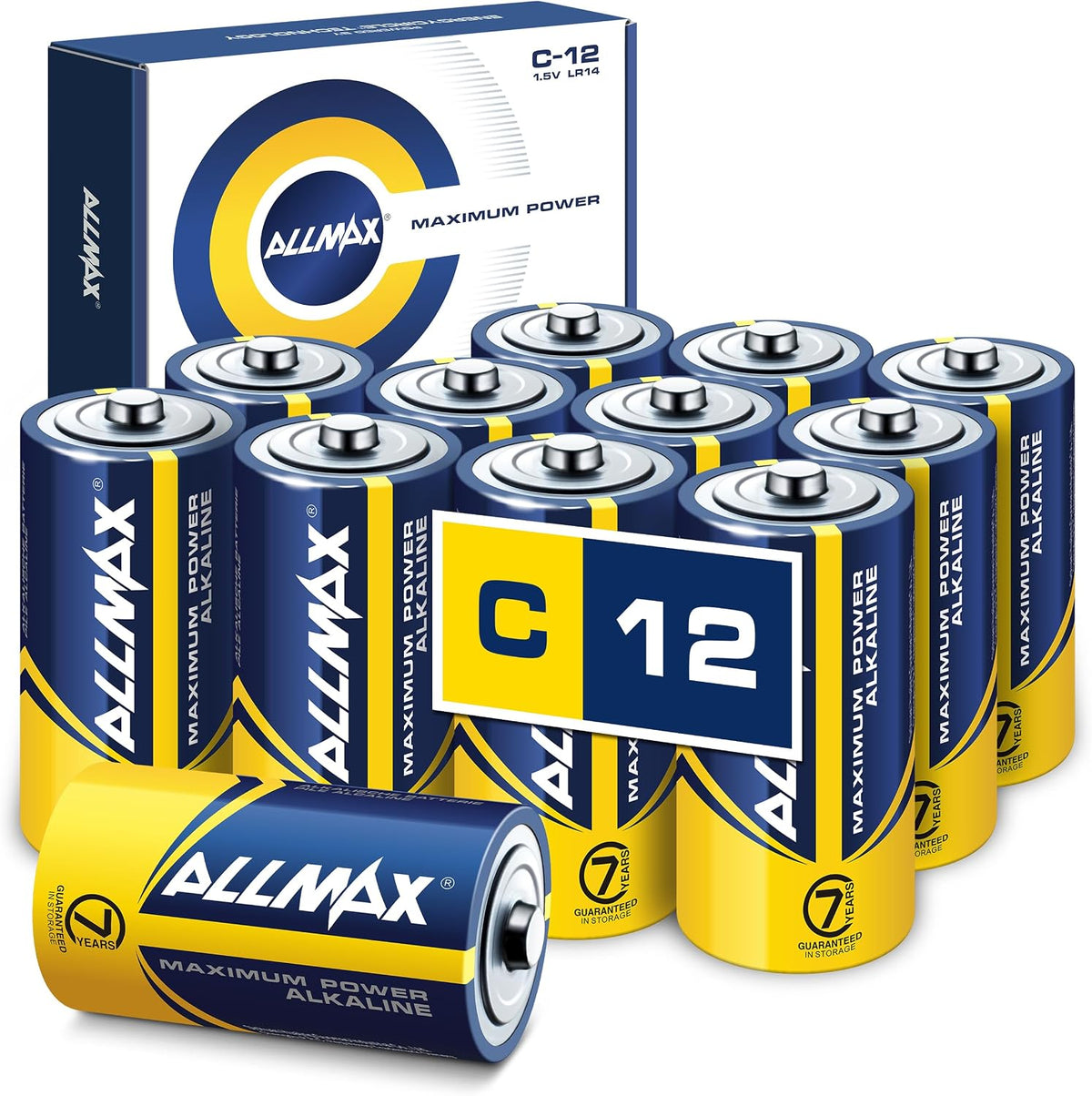 Allmax C (LR14) Maximum Power Alkaline Batteries (12 Count) – 1.5V