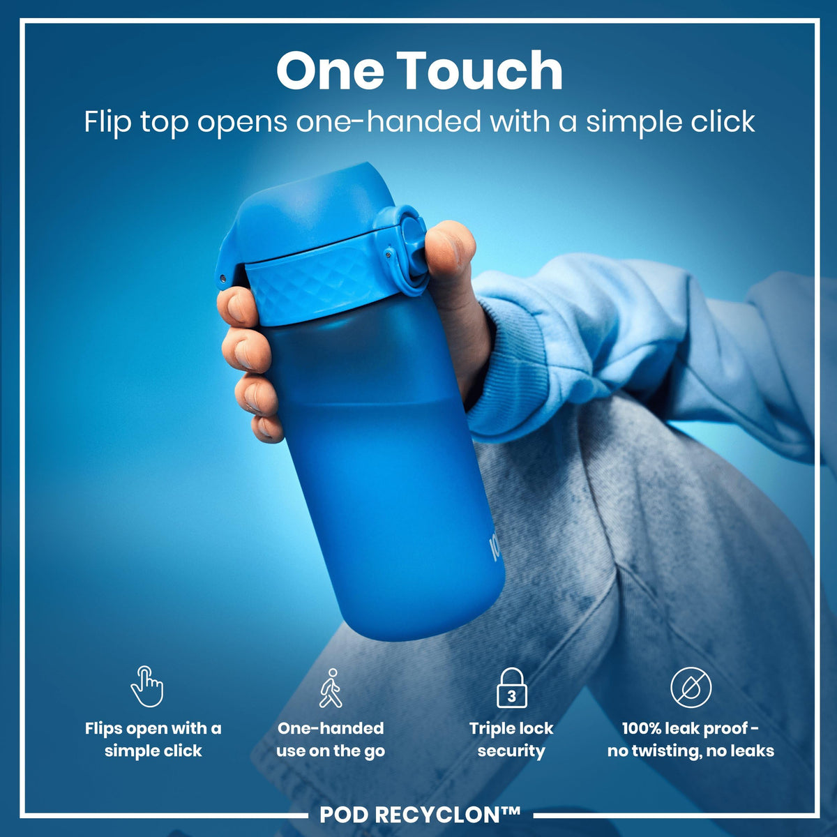 ION8 Kids Water Bottle, 350 ml/12 oz, Leak Proof, Easy to Open, Secure Lock, Dishwasher Safe, Carry Handle, Hygienic Flip Cover, Easy Clean, Odour Free, Rose Pink