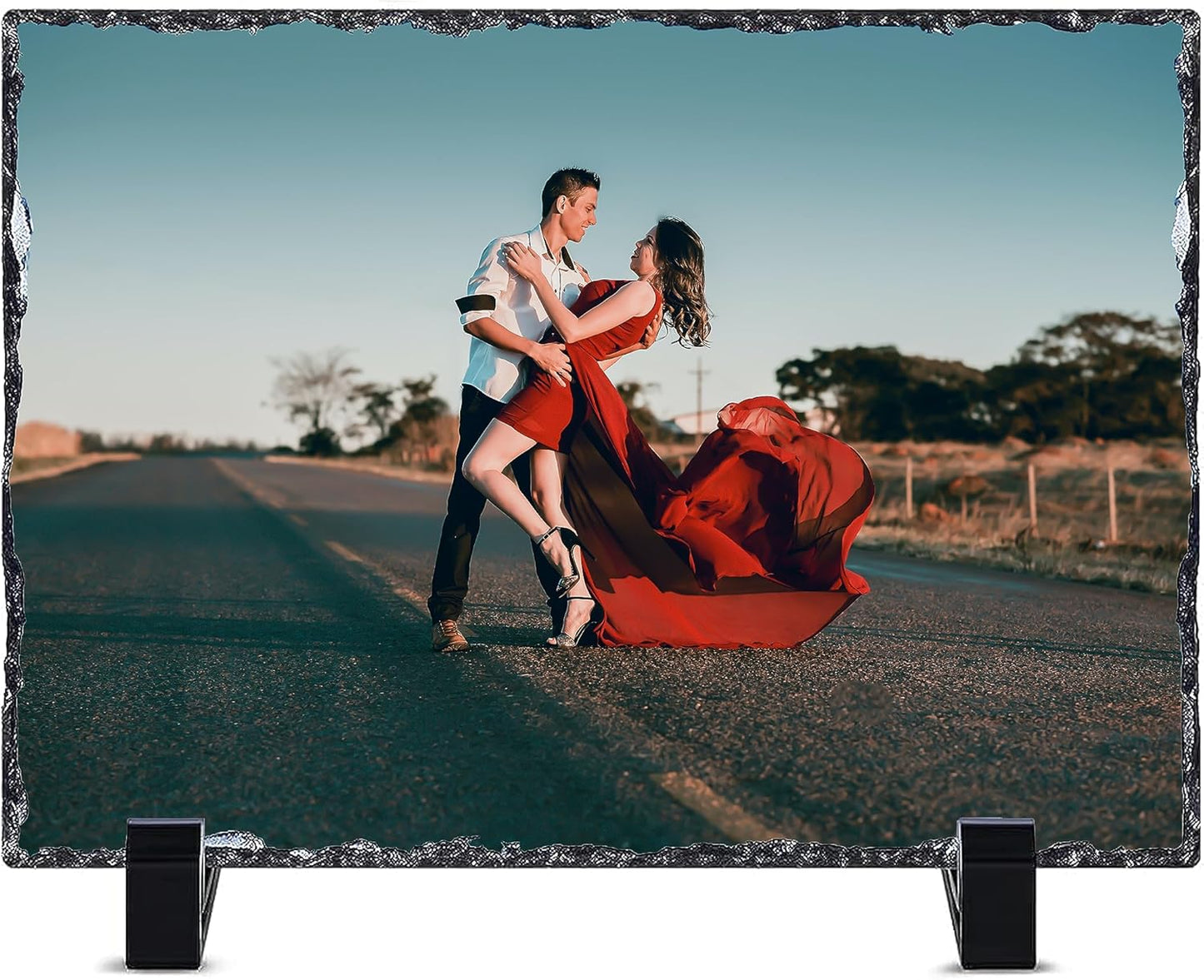 PB TECH Personalised Rock Slate Photo 15 x 20cm Rectangle Shape Printed Rock Slate Picture for Her Him Custom Gifts for Birthday Anniversary Christmas Wedding Valentines Day Mothers Day.