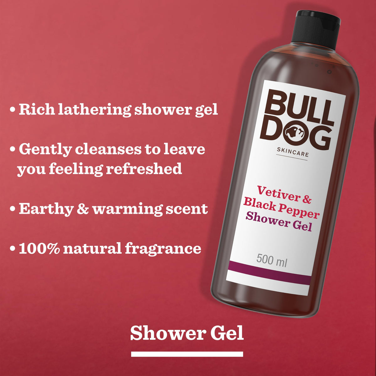 BULLDOG SKINCARE Lemon & Bergamot Shower Gel for Men, 500ml