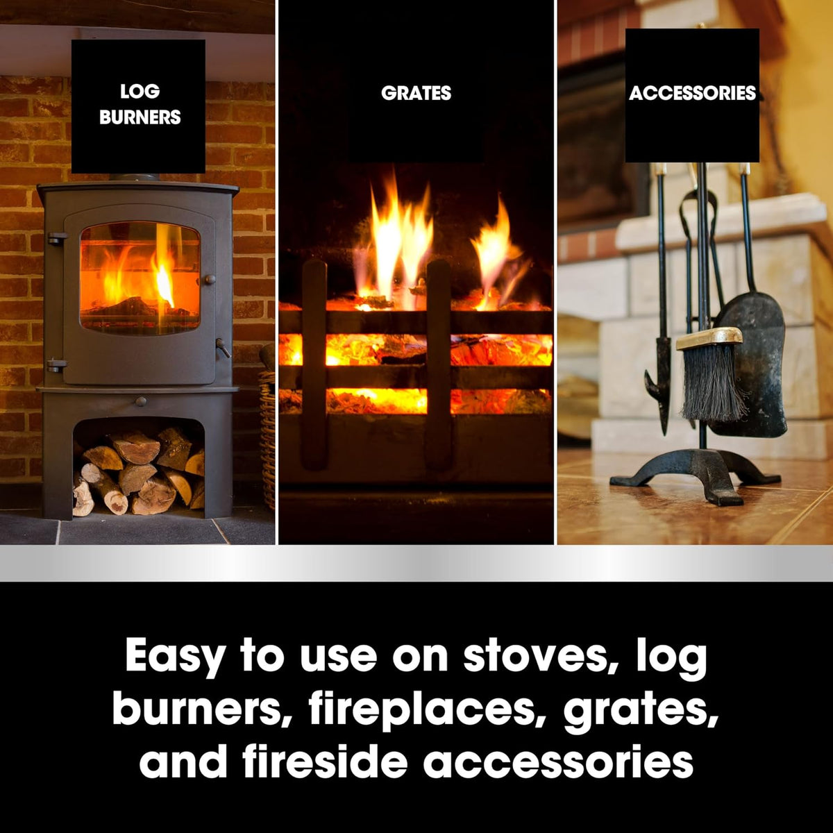 Furniture Clinic Stove Care Kit – Clean and Restore Log Burners, Grates, & Fireplaces – Removes Soot and Dirt – Stove Glass & Metal Cleaner and Stove Polish