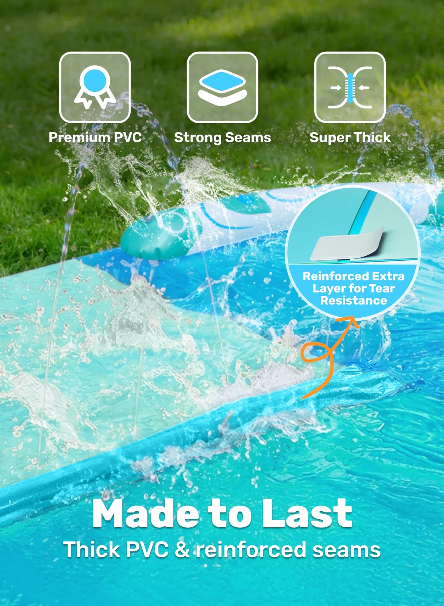 JOYIN 685cm Water Slides and 2 Bodyboards, Lawn Waterslides Summer Water Toy with Build in Sprinkler for Backyard Outdoor Water Fun for Kids Adults