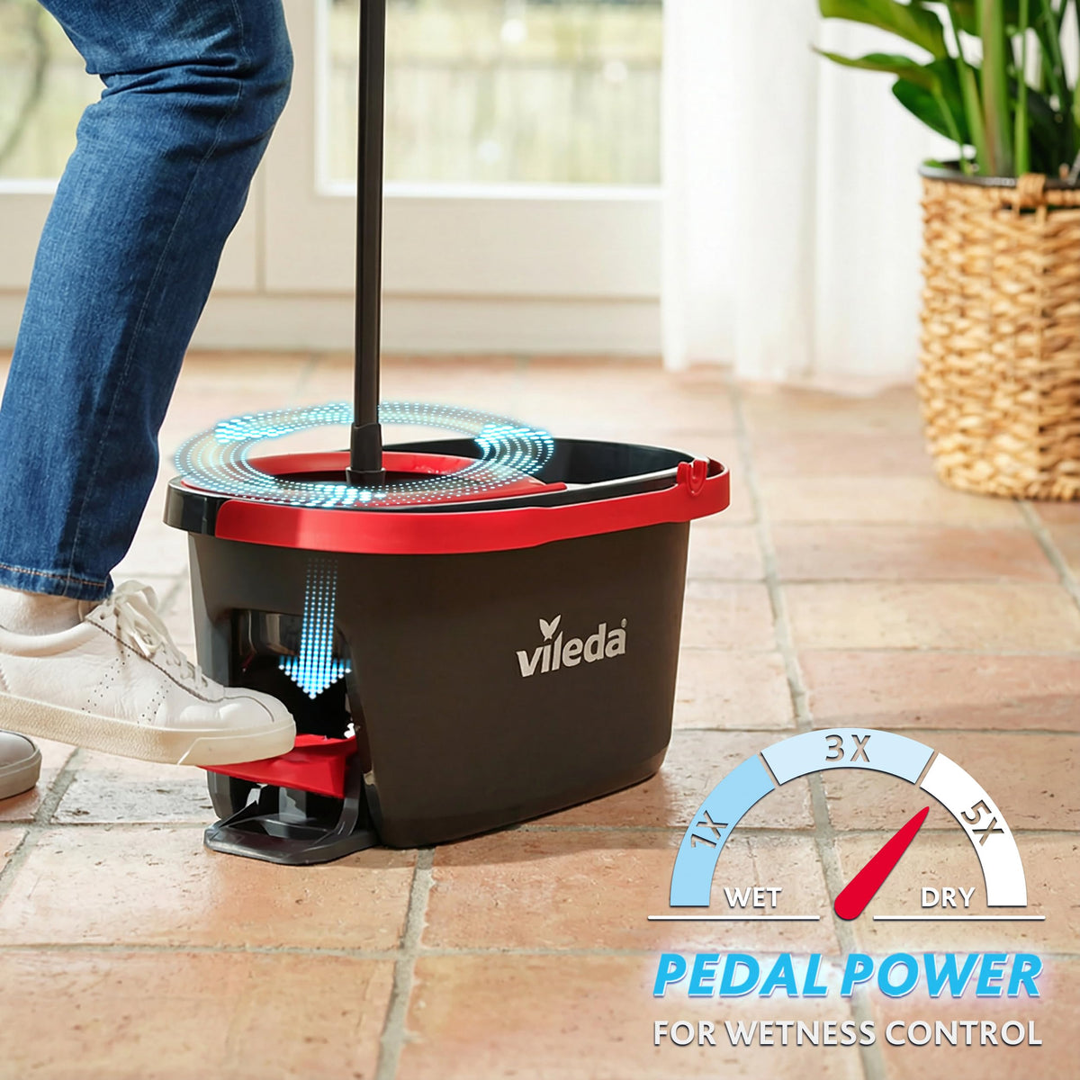 Vileda Turbo 2in1 Spin Mop & Bucket Set with Foot Pedal and Extra Refill