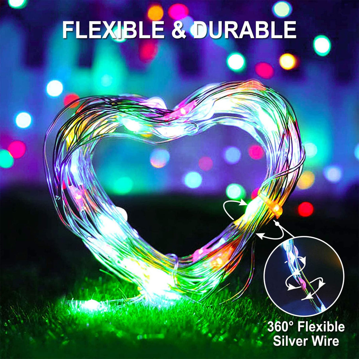 Lezonic 2Pack Solar String Lights Waterproof,12M/40Ft 120LED Garden Lights