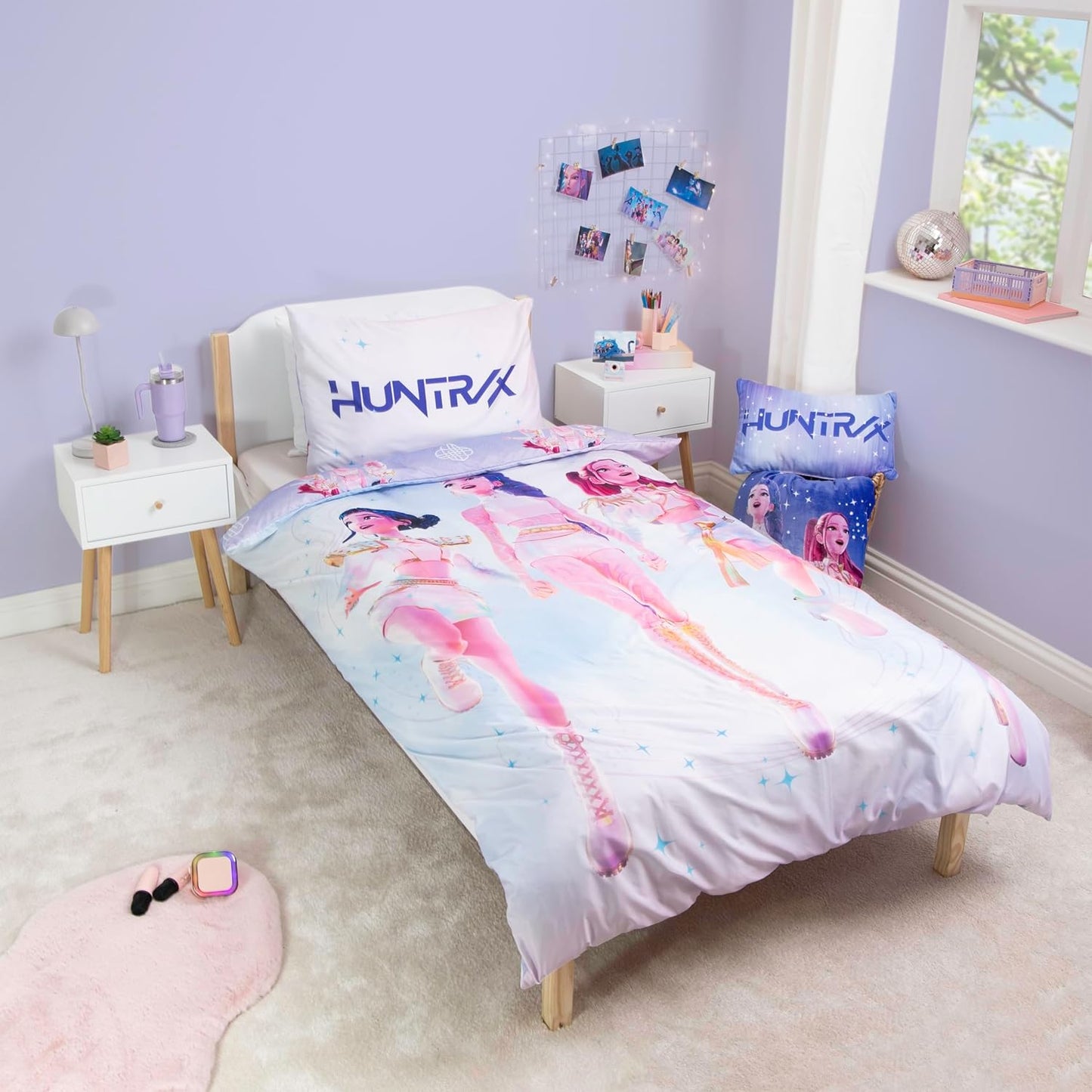 K Pop Demon Hunters Officially Licensed Single Duvet Cover Set | Soundtrack Design Reversible 2 Sided Bedding Including Matching Pillow Case | Perfect For Kids Bedroom | Polyester