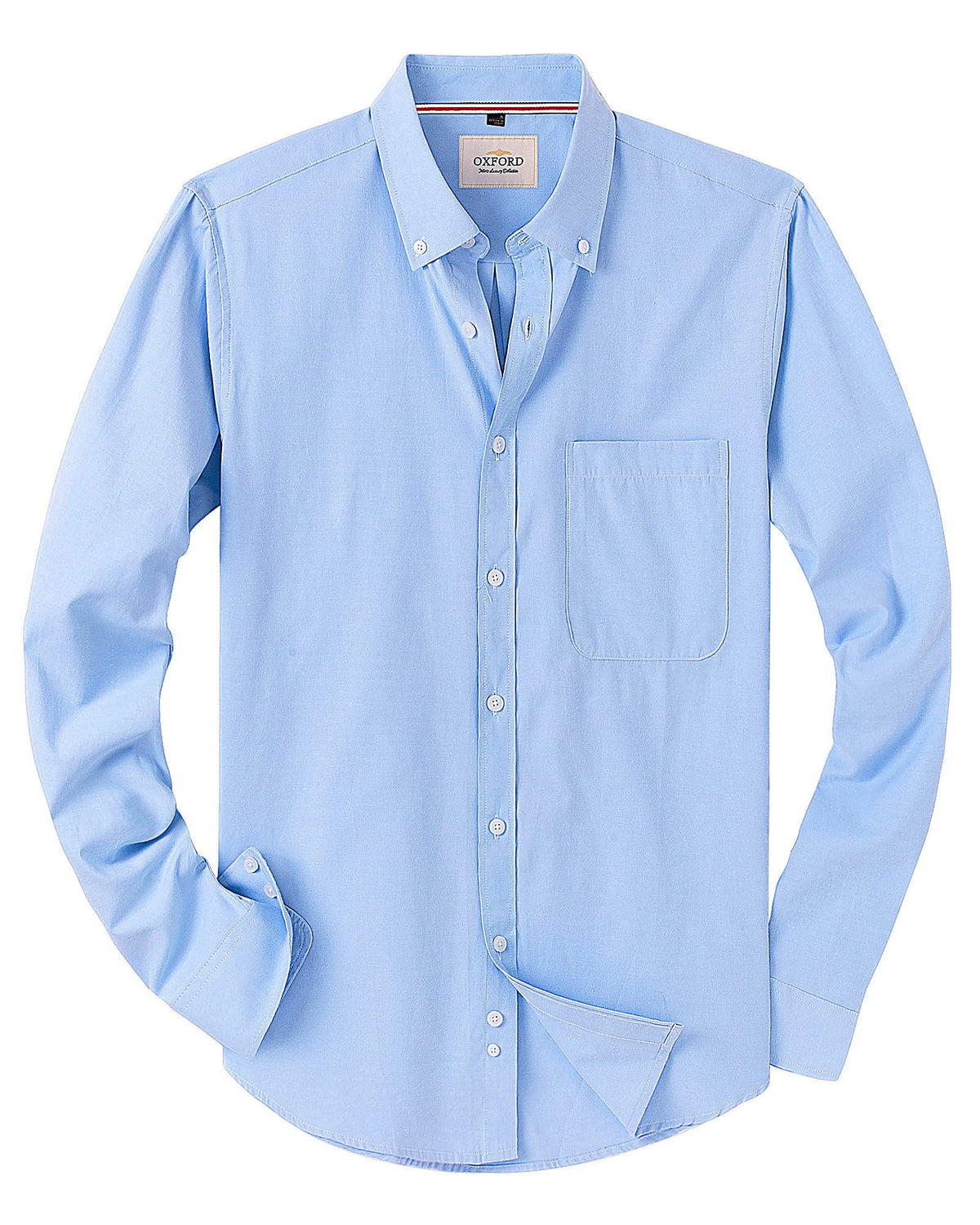 J.VER Men's Long Sleeve Oxford Shirts Smart Casual Business Formal Plain Non Iron Button Down Shirt with Pocket