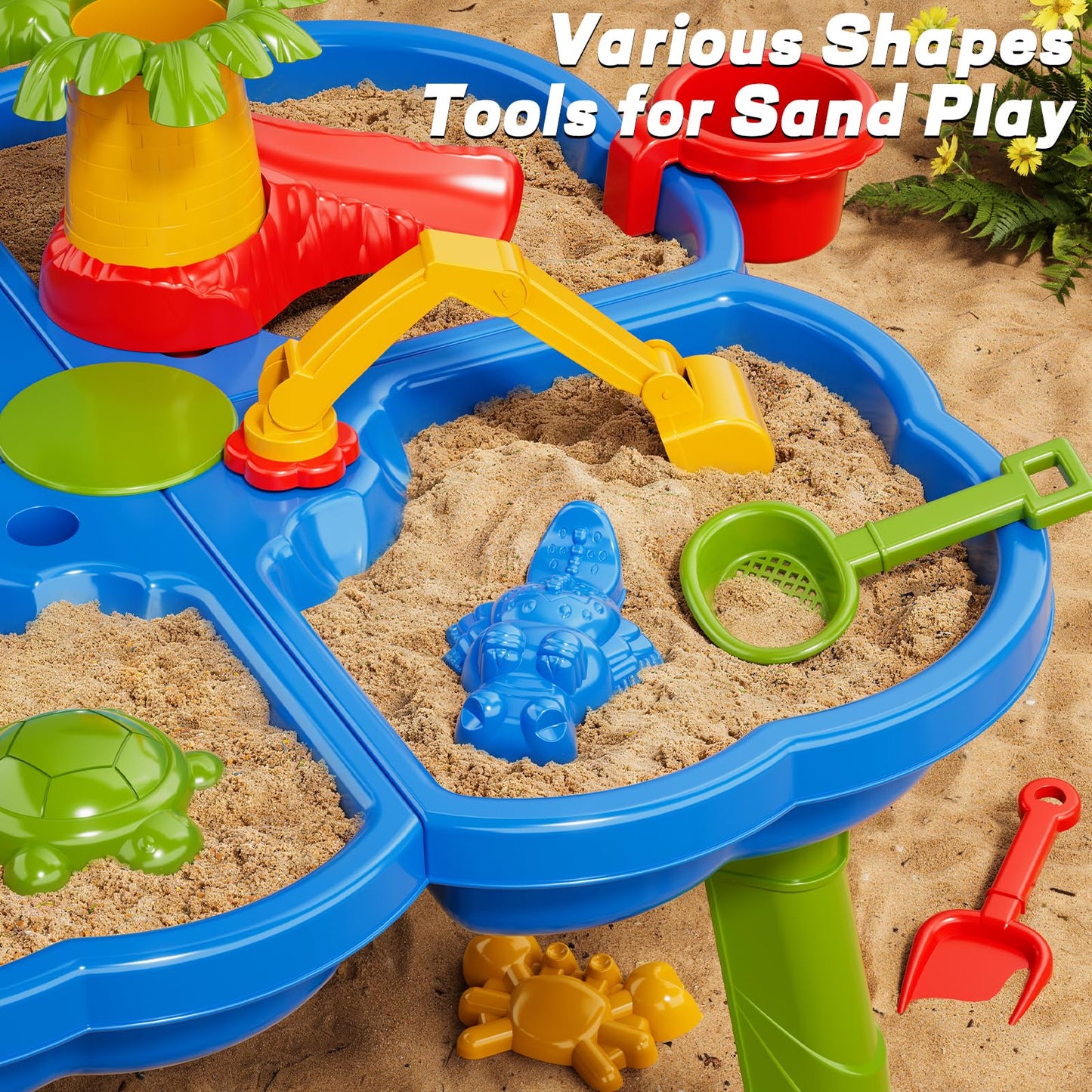 Ci Vetch Sand and Water Table for Toddlers 1-3, Kids Outdoor Activity Water Tables with Beach Fun Sand Toy, Summer Outside Toys Water Playset for Toddler Boys Girls Ages 2 3 4 5 6 7 8