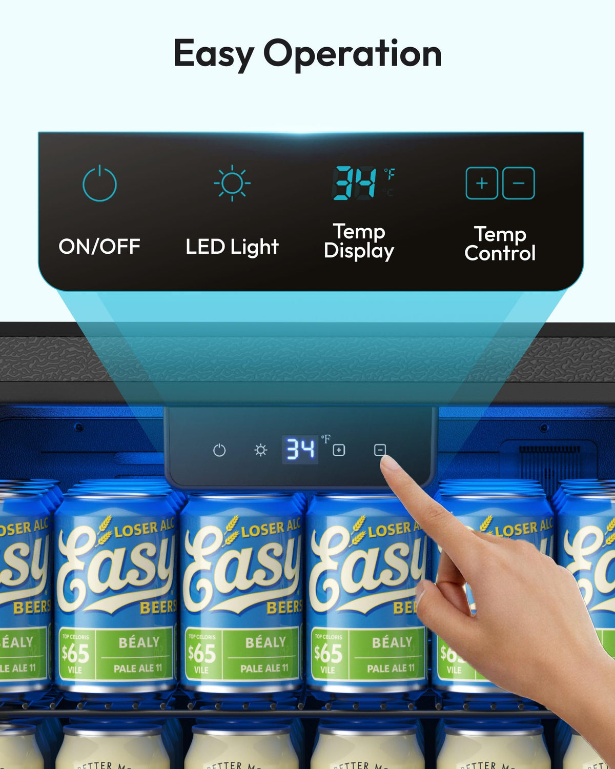 EUHOMY 93L Drinks Fridge, 126 Can Beer Fridge with Glass Door, Wine fridge with Adjustable Shelves for Soda Beer or Wine, Home/Bar/Office, Black, Steel, One-Touch Control [Energy Class F]