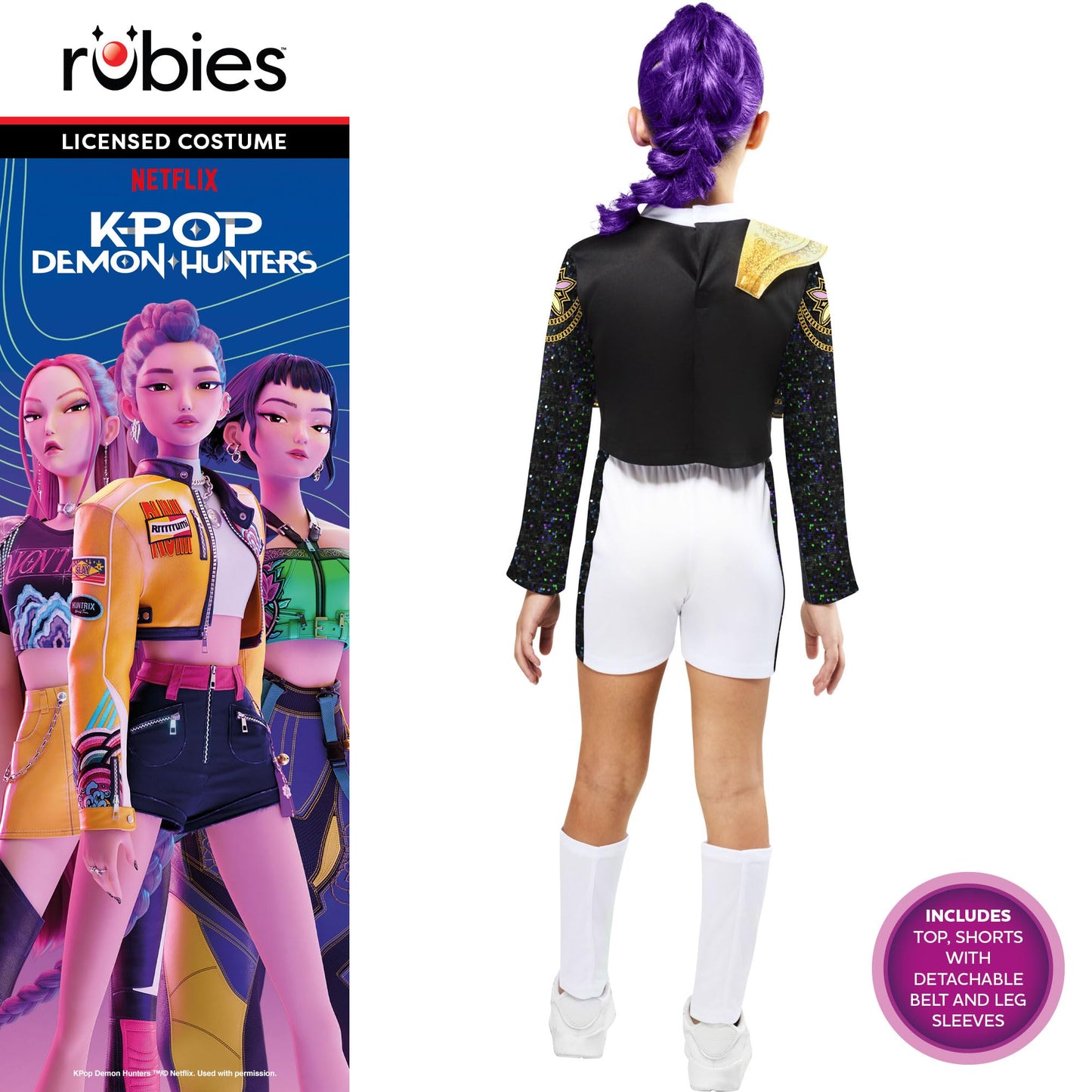 Rubies Official Netflix K-Pop Demon Hunters Deluxe Rumi Golden Child Costume, Kids Fancy Dress