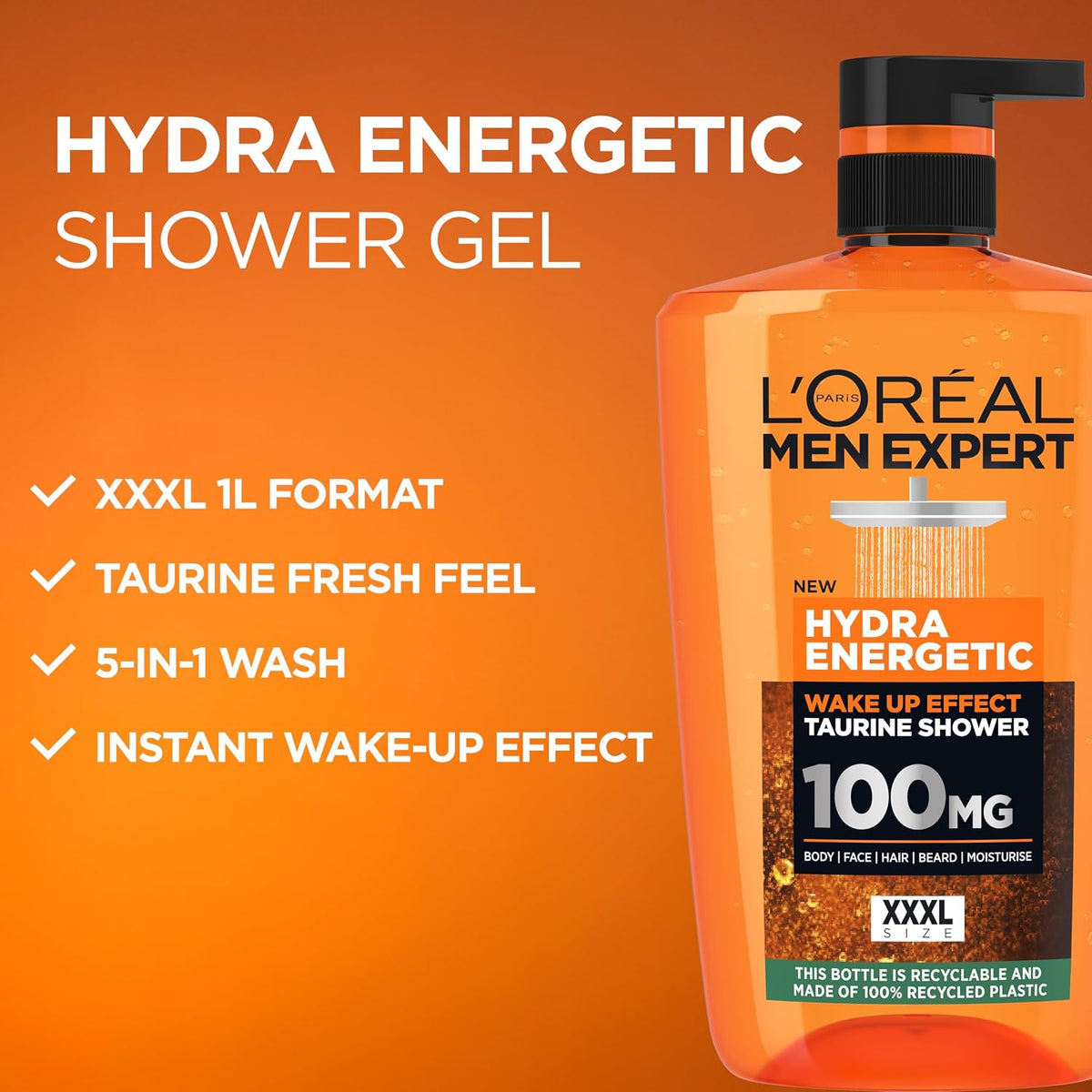 L'Oréal Paris Men Expert Shower Gel Hydra Energetic 3-in-1 XXXL 1L