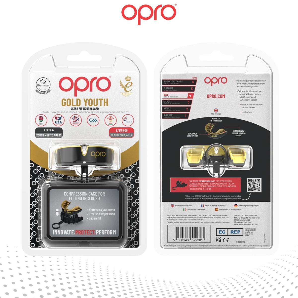 OPRO Gold Level Sports Mouthguard, Premium Fit Adult & Kids