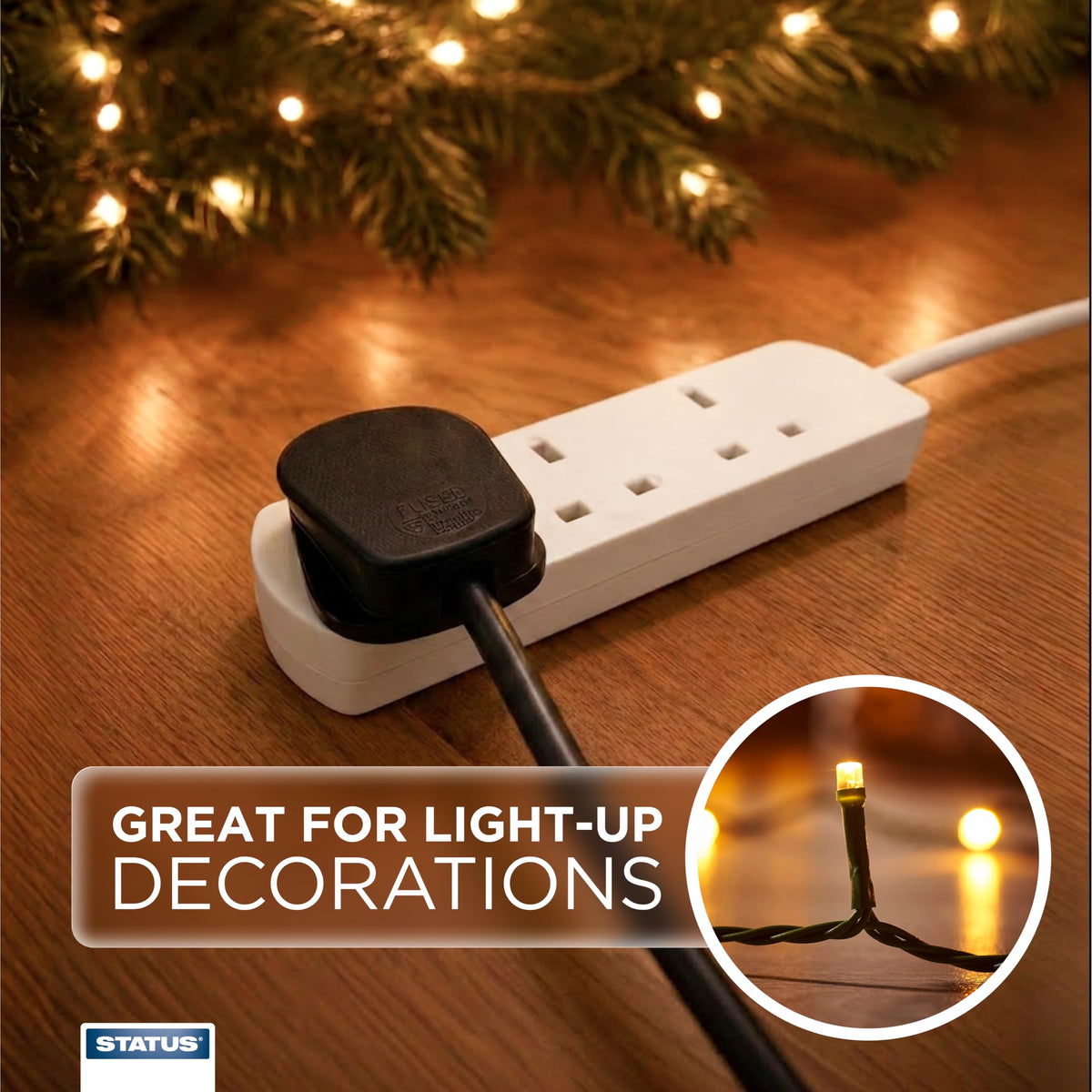 STATUS 6 Socket Extension Lead, 2m Multi-Plug Power Strip for Home, Office or Gaming Set-ups, White (S6W2MS12)