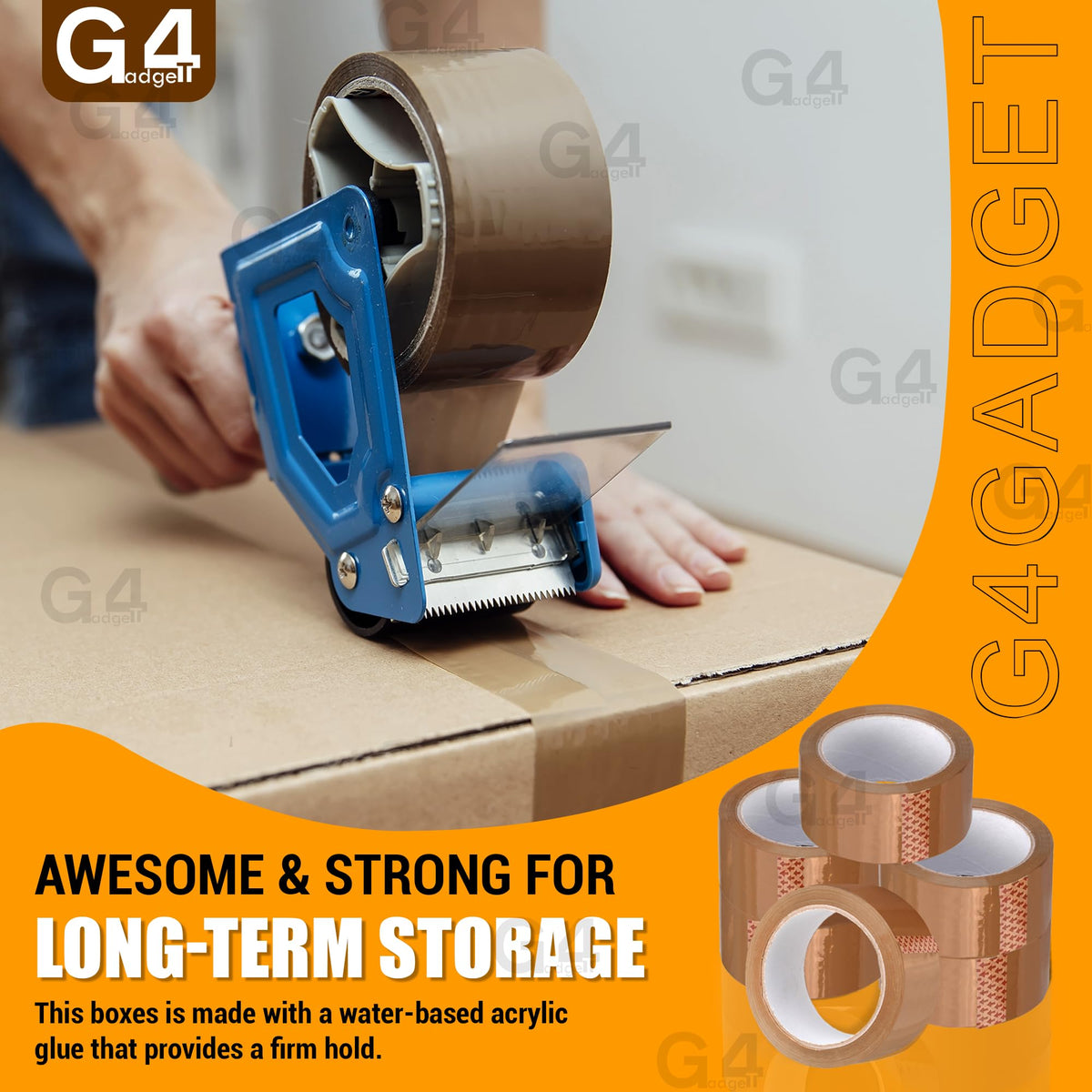 G4GADGET Pack of 3 Clear Packing Tape - Heavy Duty Transparent Tape 48mm x 66m - Ideal for Moving, Packing Boxes, and Secure Packaging