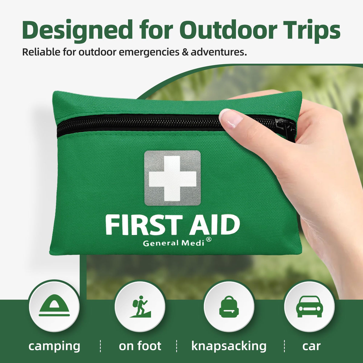 General Medi Mini First Aid Kit, 92 Pieces Small First Aid Kit - Includes Emergency Foil Blanket, Scissors for Travel, Home, Office, Vehicle, Camping, Workplace & Outdoor (Red)
