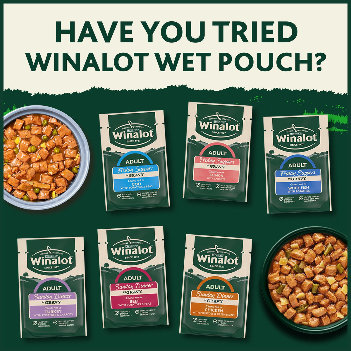 WINALOT Sunday Dinner Mixed in Gravy Wet Dog Food Pouches 40x100g