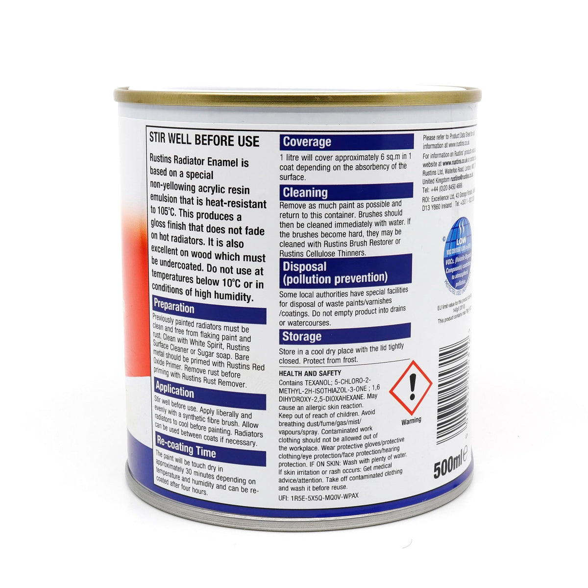 RUSTINS Quick Drying Radiator Enamel Satin - Black 500ml – Durable, Long-Lasting Finish for Radiators That Stands the Test of Time