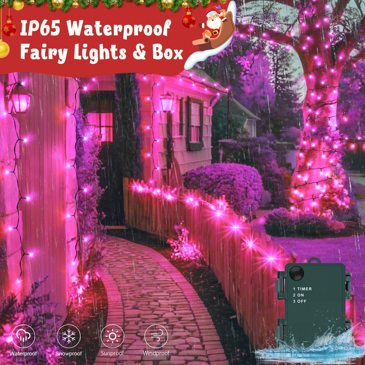 Gcstnn Battery Fairy Lights, 3M/9.8Ft 30LED Battery Powered Fairy Lights Indoor Outdoor with 6h Timer Waterproof String Lights On Green Cable,for Bedroom Christmas Tree Decorations,Garden-Cool White