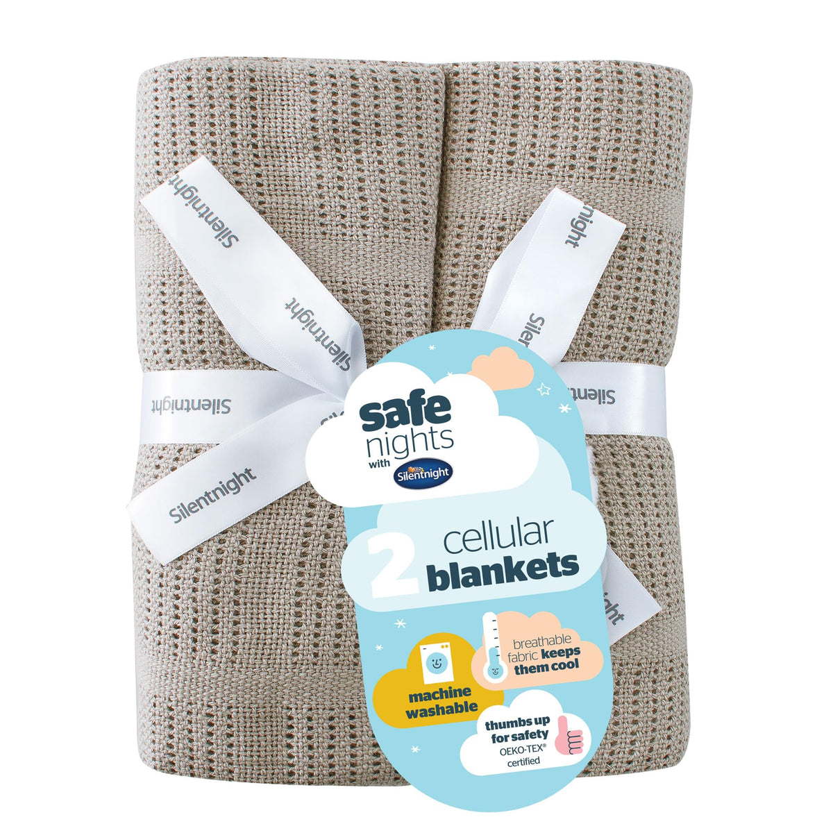 Silentnight Safe Nights Baby Blanket - Pack of 2 Soft 100% Cotton Cellular Baby Blanket for Newborn Ideal for Cot, Crib, Moses Basket and Pram - Baby Essentials - 2 Pack - Pink