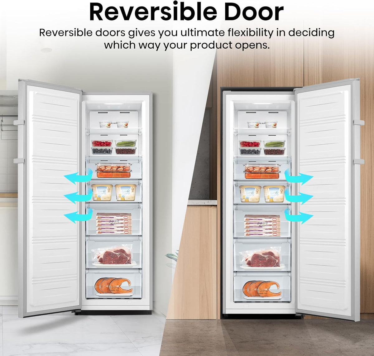 Hisense FV298N4ACE Tall Freestanding Freezer 240 Litre Capacity Total No Frost with LED Display 59D x 59.5W x 172H cm - Stainless Steel, Silver