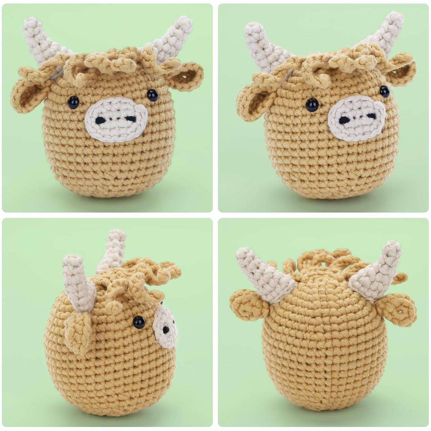 CROCHET BOX Complete Crochet Kit for Beginners - Highland Cow Crochet Kit, Include Video Tutorial, Instruction, Soft Yarn, Birthday Gift for Adults.